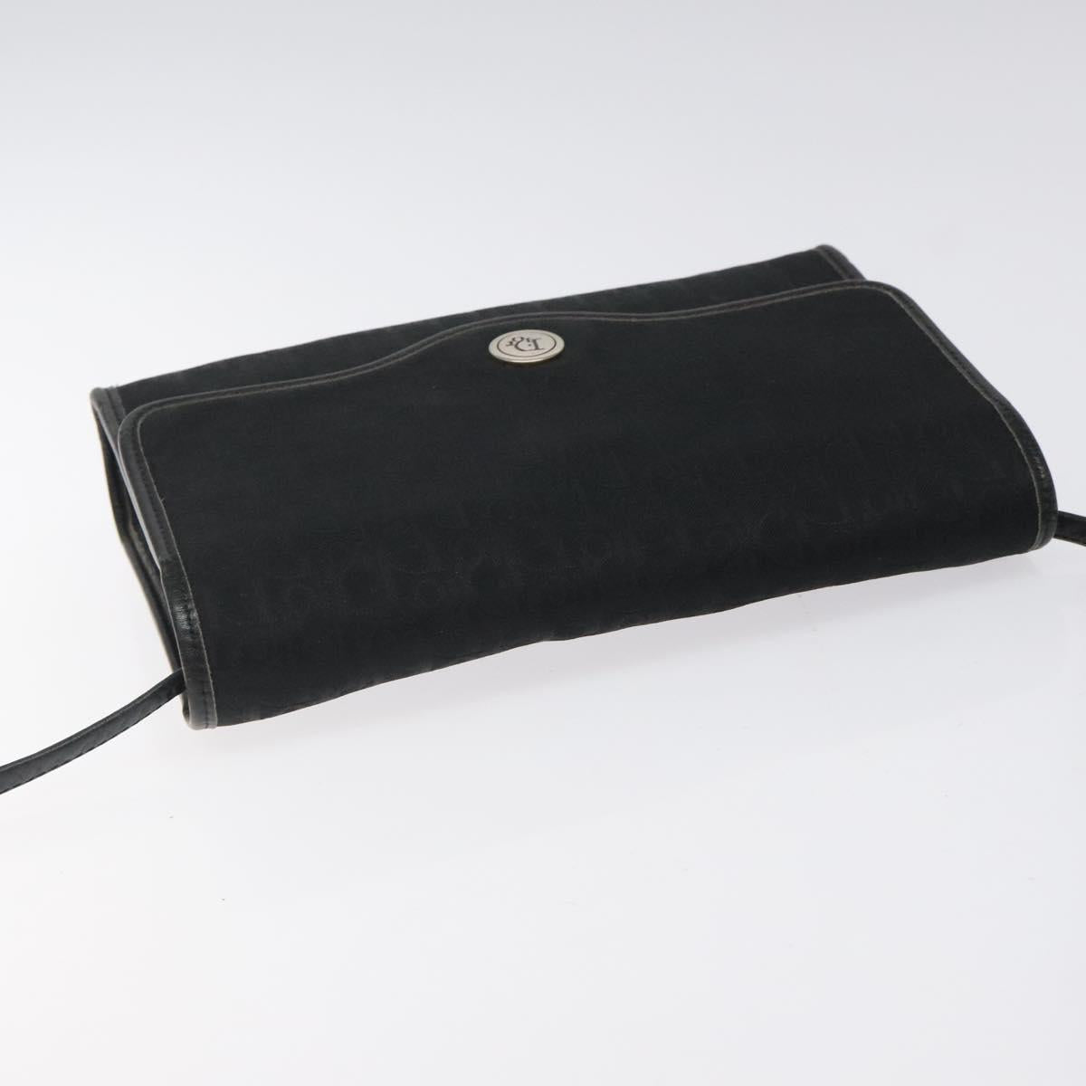 Christian Dior Trotter Canvas Shoulder Bag Black Gold Auth BA1830