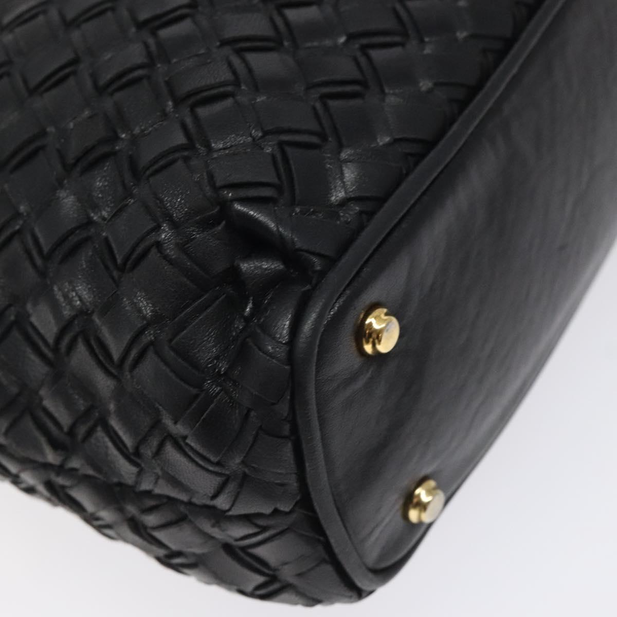 BALLY Quilted Shoulder Bag Leather Black Gold Auth BA1832