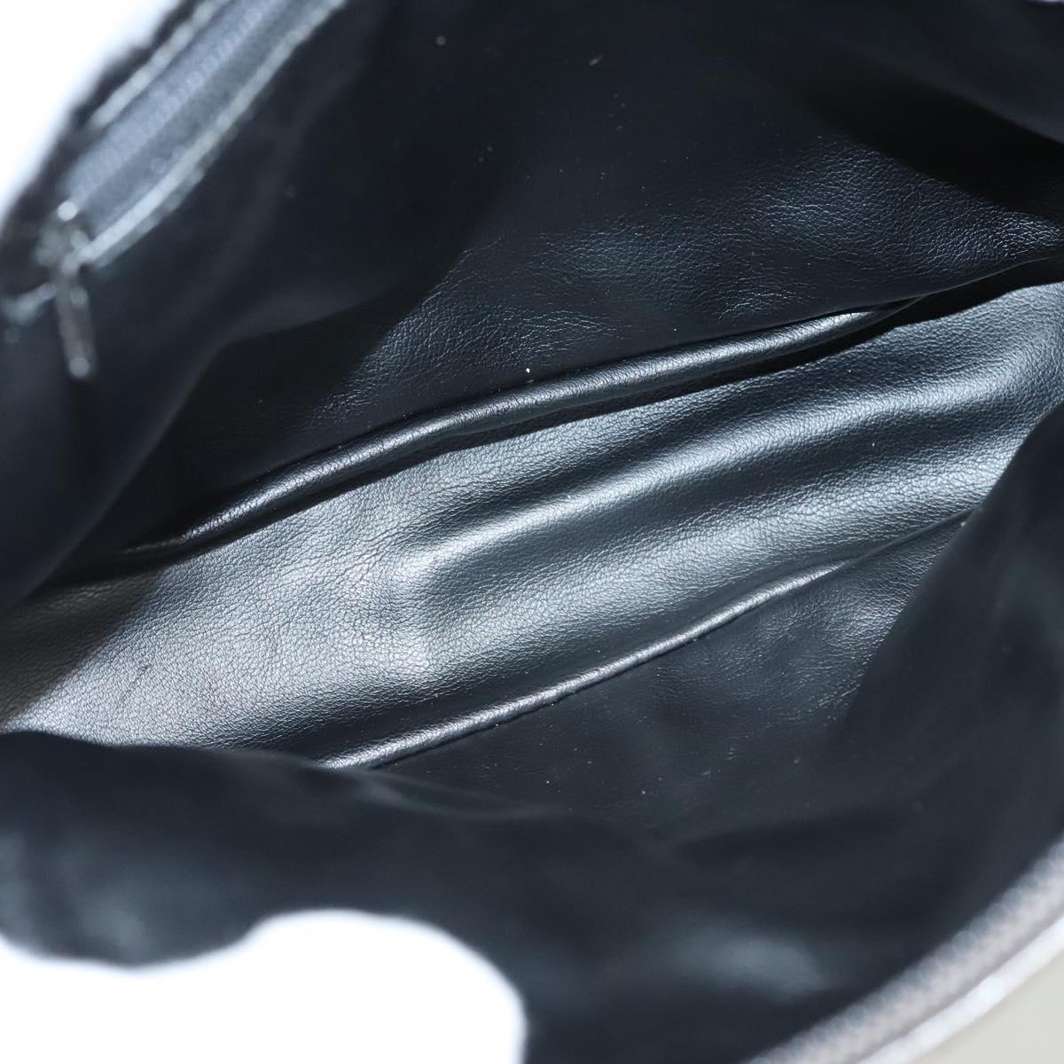 BALLY Quilted Chain Shoulder Bag Leather Gray Gold Auth BA1833