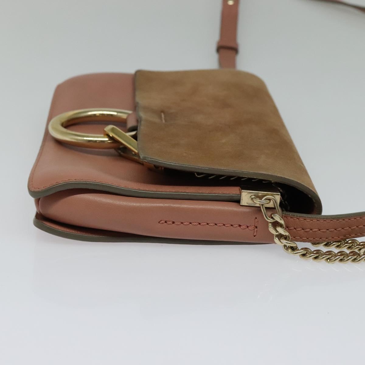 Chloe Fay Shoulder Bag Leather Pink Gold Auth BA1843