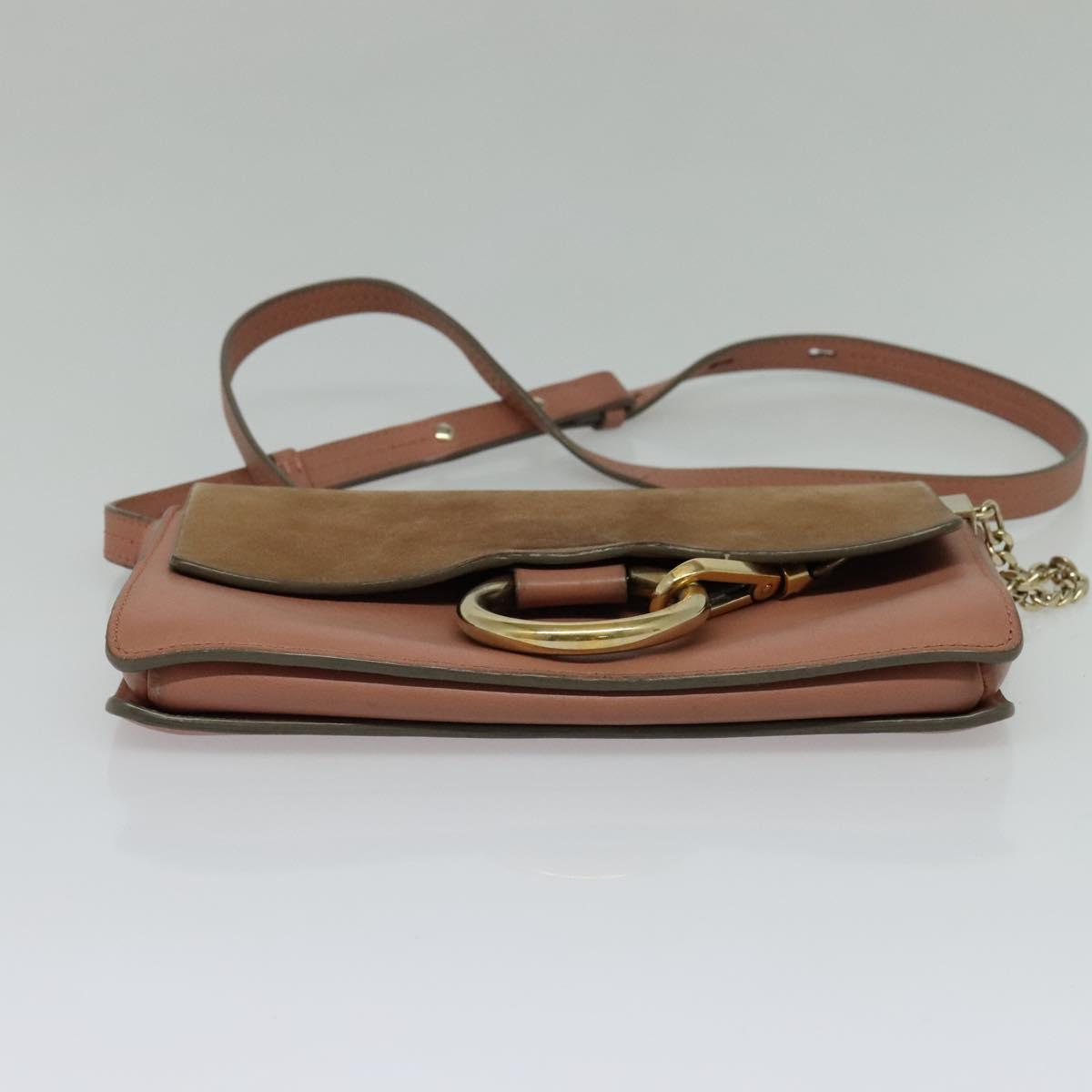 Chloe Fay Shoulder Bag Leather Pink Gold Auth BA1843