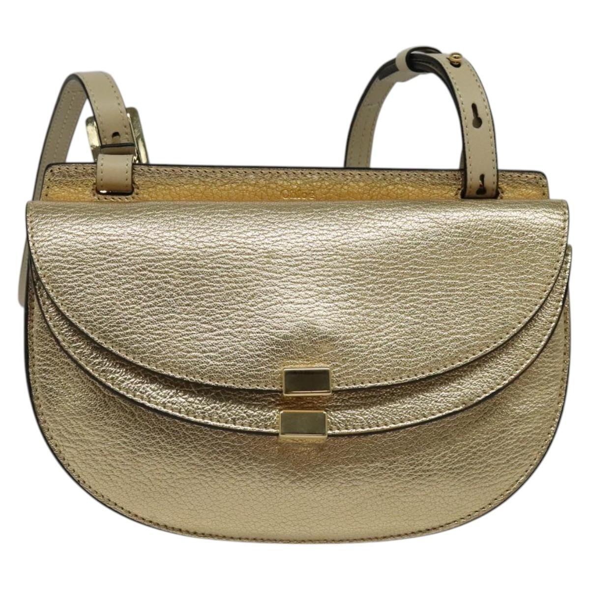 Chloe Georgia Shoulder Bag Leather Gold Auth BA1844