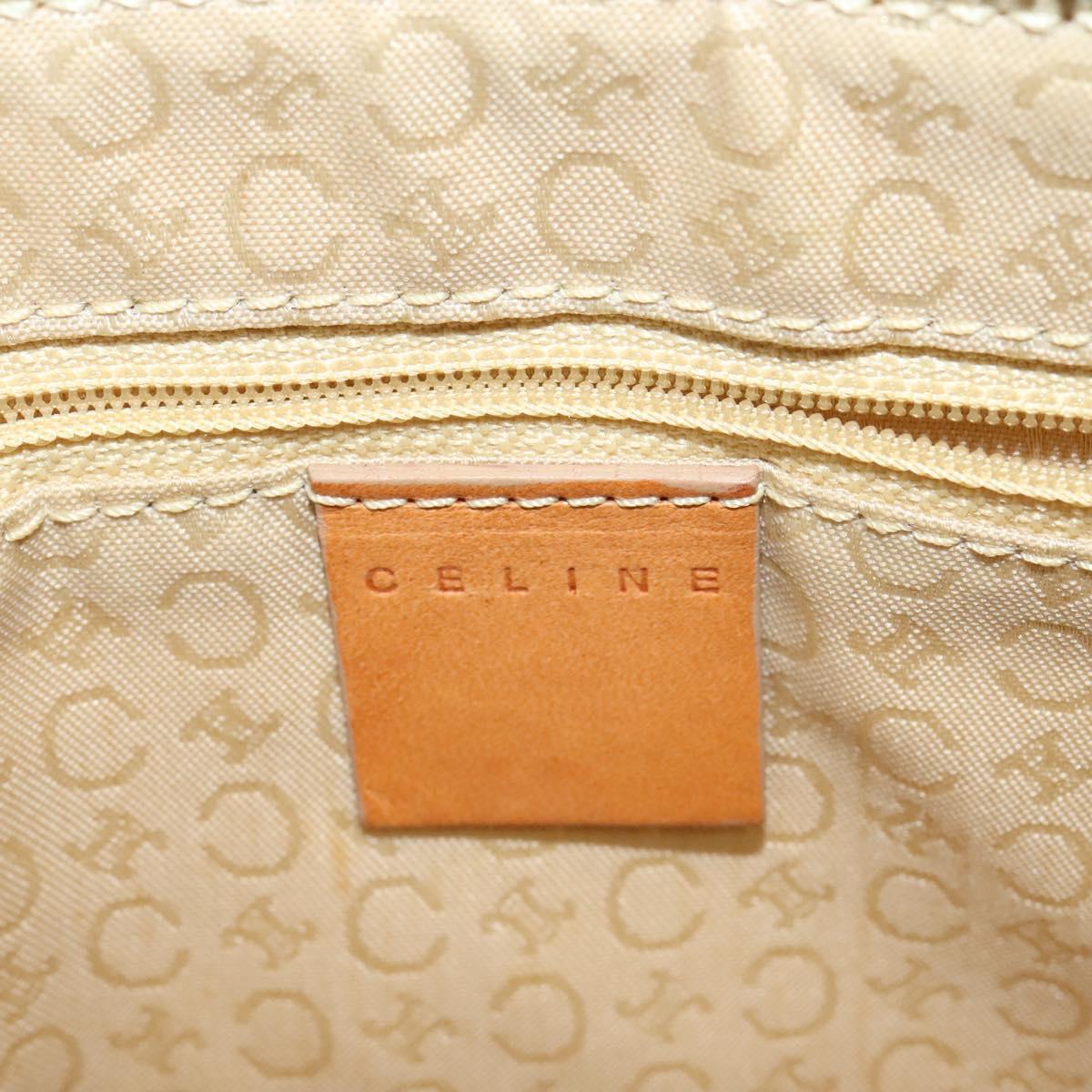 CELINE C Macadam Canvas Shoulder Bag Suede Yellow Gold Auth BA1861