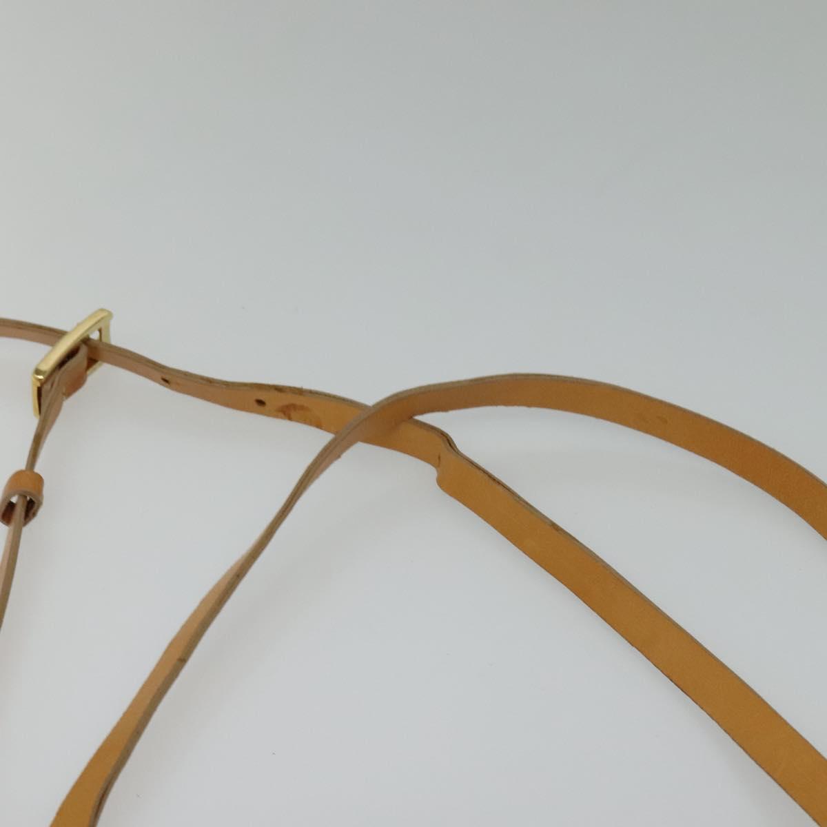 CELINE C Macadam Canvas Shoulder Bag Suede Yellow Gold Auth BA1861