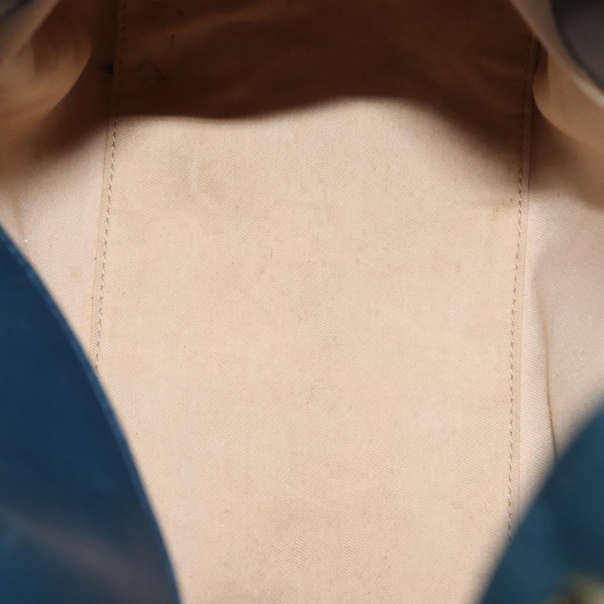 BVLGARI Hand Bag Leather 2way Blue Gold Auth BA1864