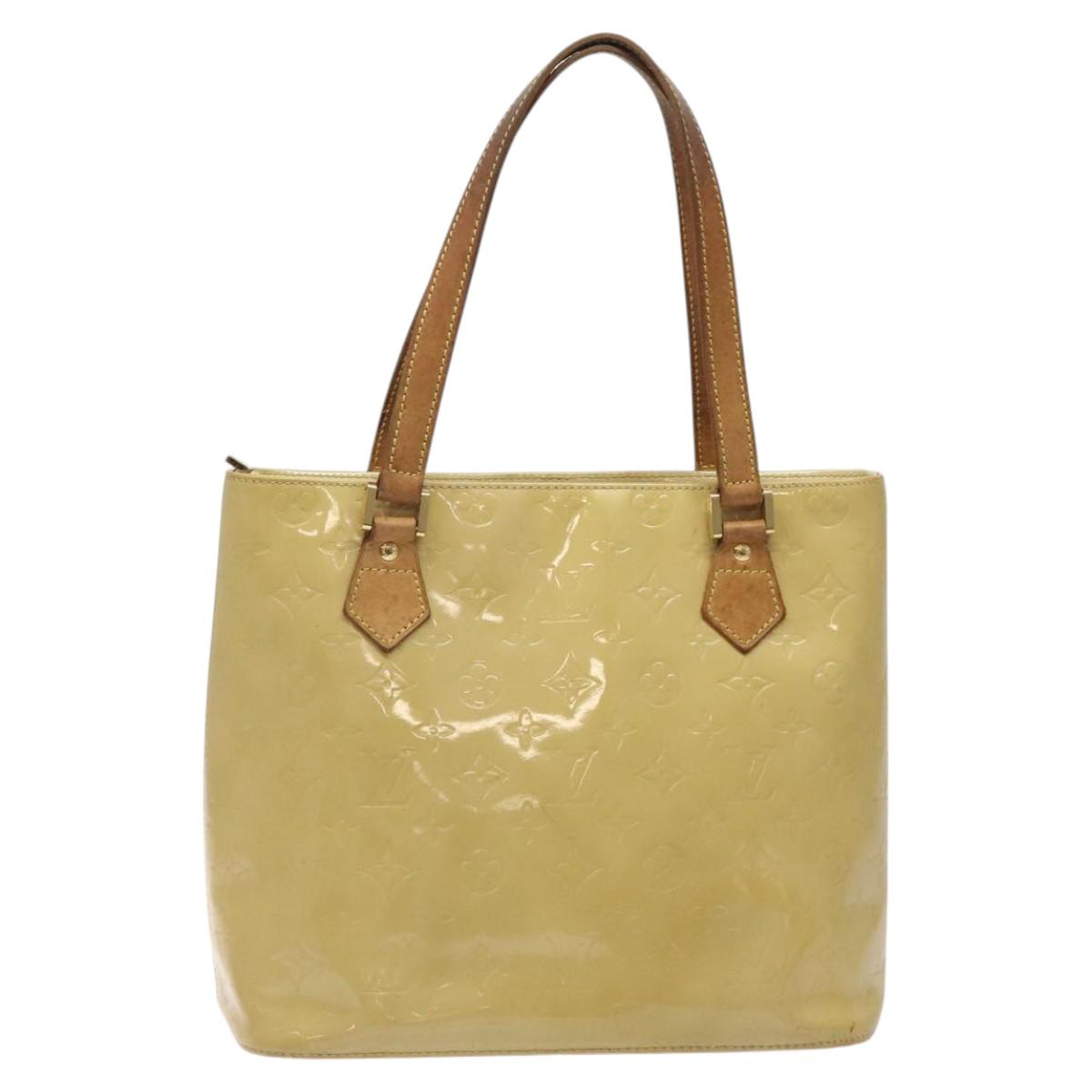 LOUIS VUITTON Monogram Vernis Houston Hand Bag Beige M91004 LV Auth BA1876