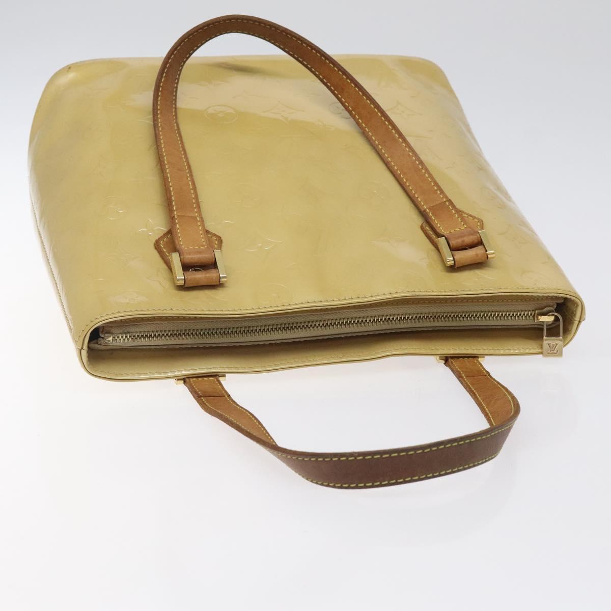 LOUIS VUITTON Monogram Vernis Houston Hand Bag Beige M91004 LV Auth BA1876