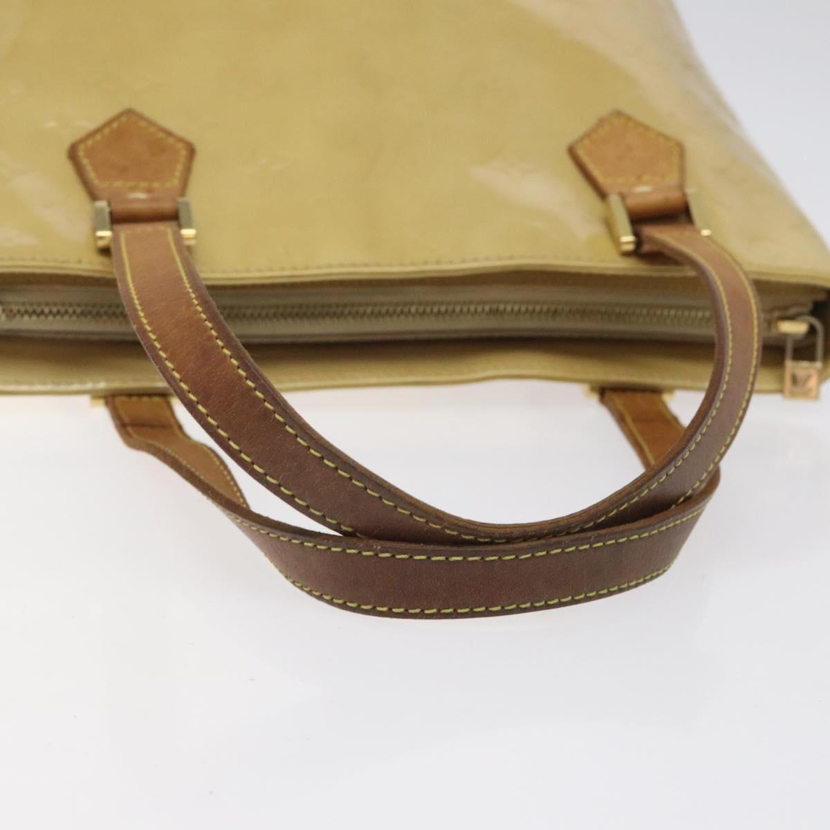 LOUIS VUITTON Monogram Vernis Houston Hand Bag Beige M91004 LV Auth BA1876