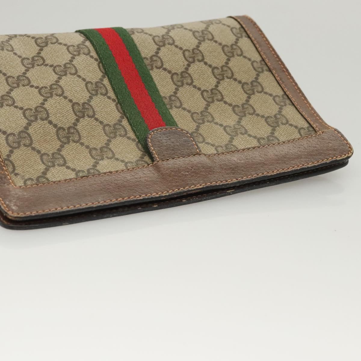 GUCCI GG Supreme Web Sherry Line Clutch Bag PVC Beige Red 89 01 001 Auth BA1880