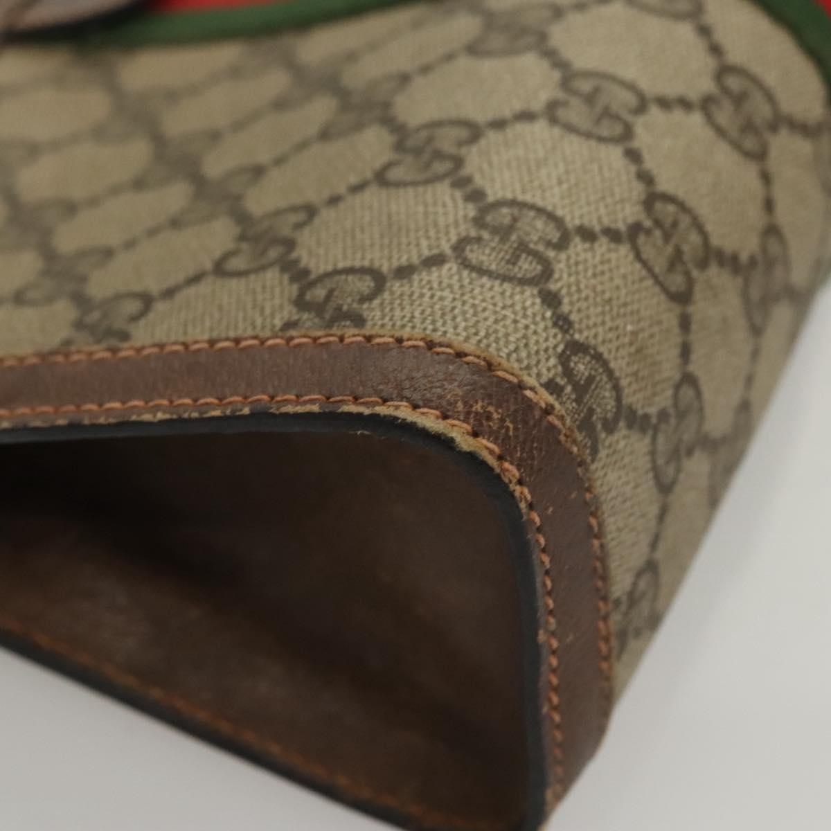 GUCCI GG Supreme Web Sherry Line Clutch Bag PVC Beige Red 89 01 001 Auth BA1880