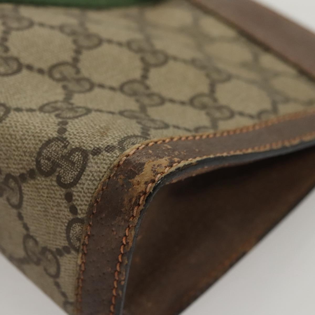 GUCCI GG Supreme Web Sherry Line Clutch Bag PVC Beige Red 89 01 001 Auth BA1880