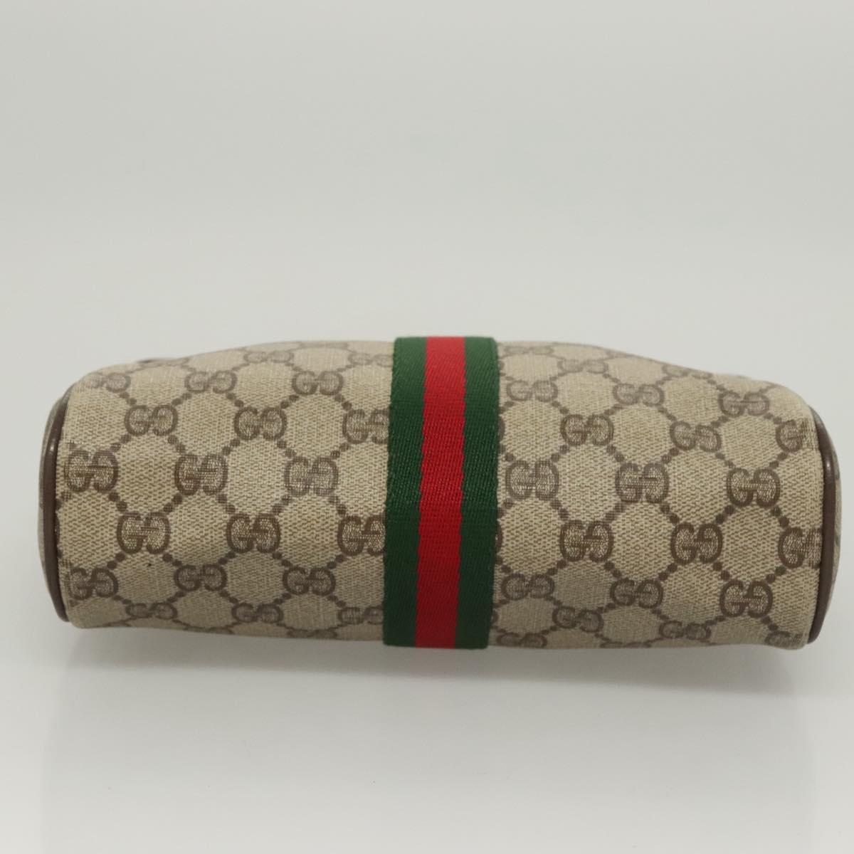 GUCCI GG Supreme Web Sherry Line Clutch Bag PVC Beige Red 75 01 012 Auth BA1881