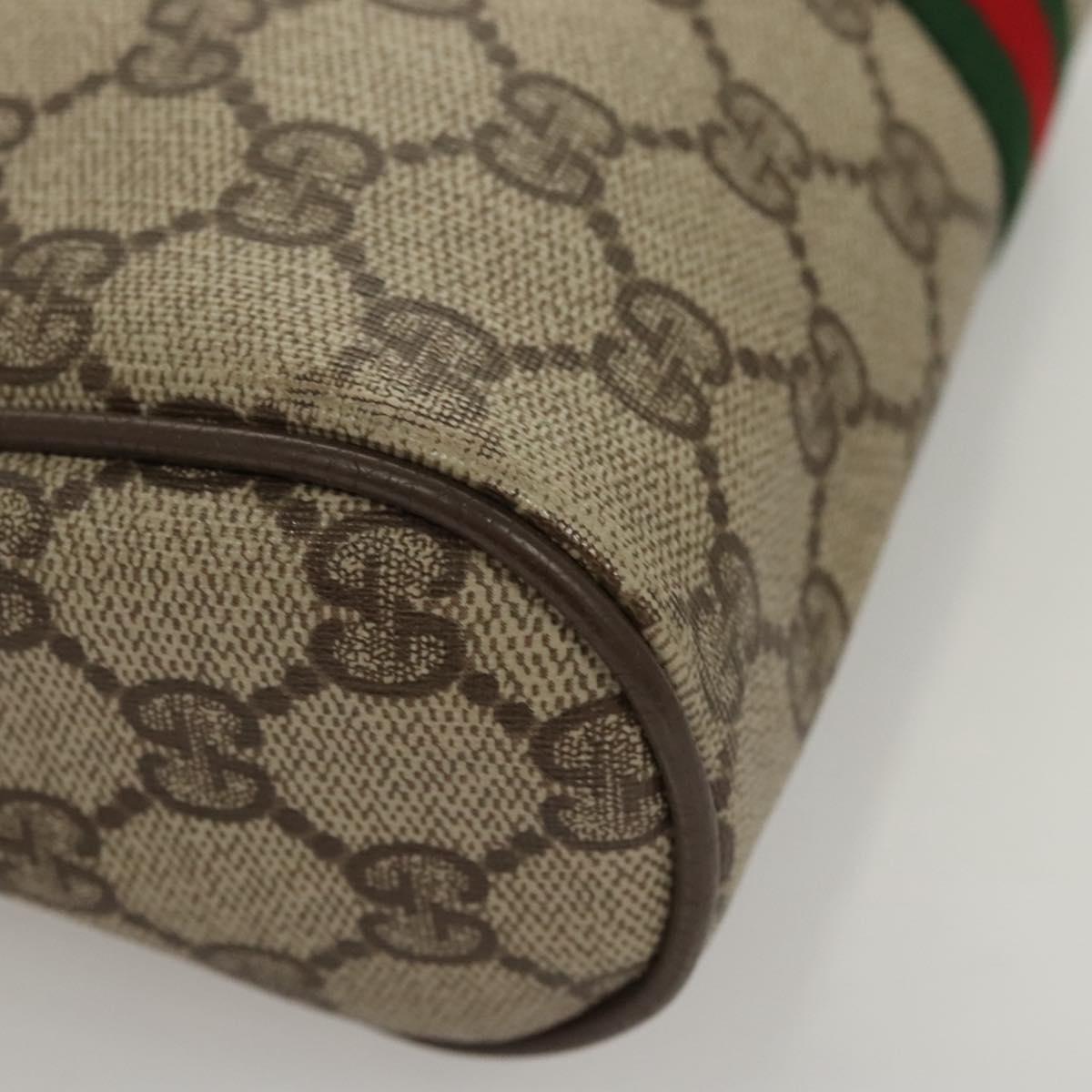 GUCCI GG Supreme Web Sherry Line Clutch Bag PVC Beige Red 75 01 012 Auth BA1881
