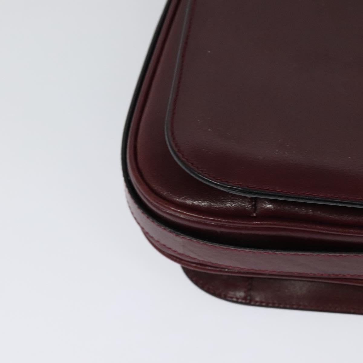 BALLY Shoulder Bag Leather Bordeaux Gold Auth BA1889