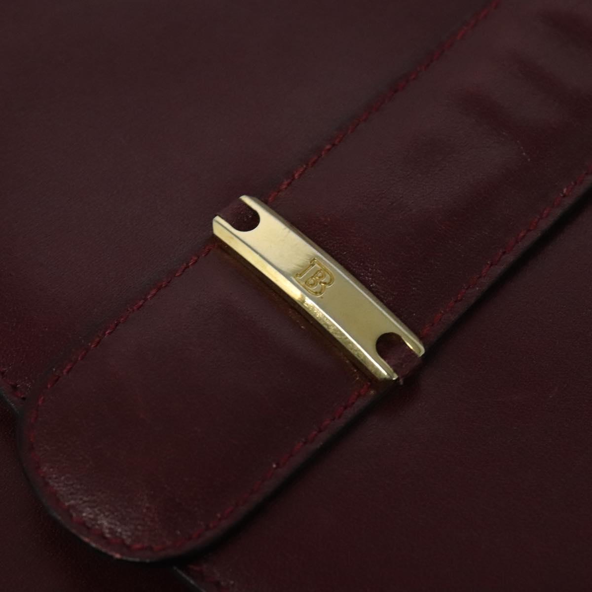 BALLY Shoulder Bag Leather Bordeaux Gold Auth BA1889