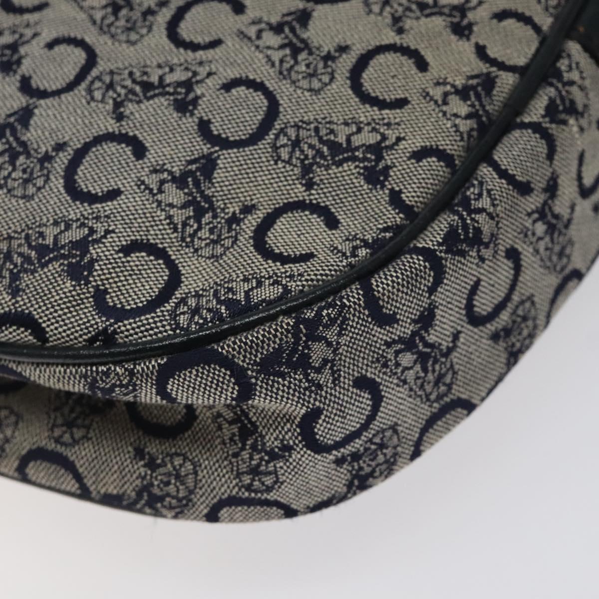 CELINE C Sulky Shoulder Bag Canvas Navy Gold Auth BA1890