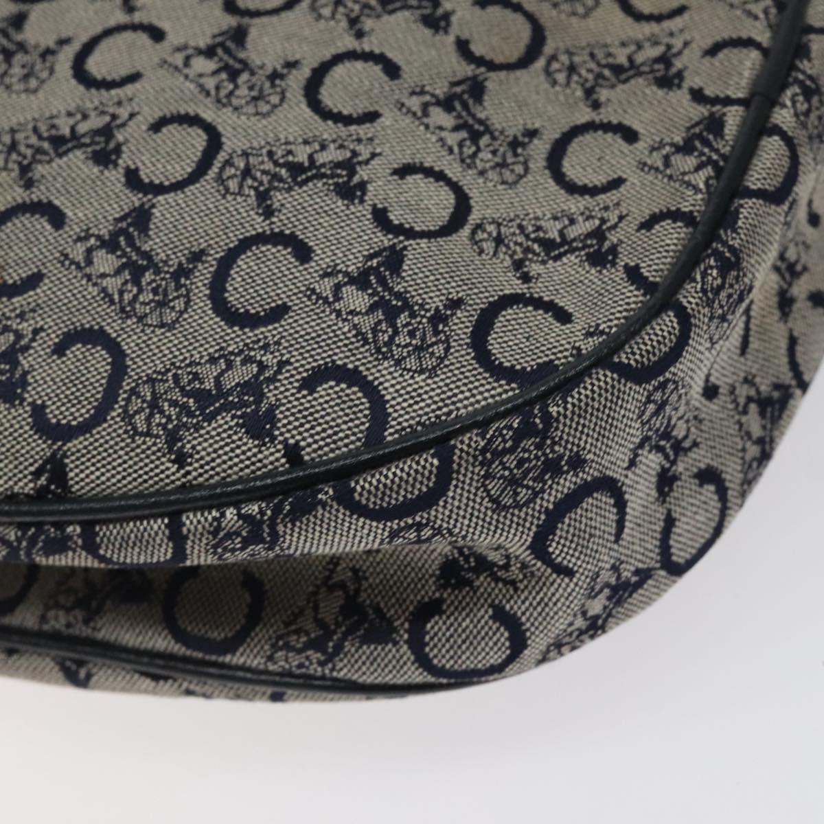 CELINE C Sulky Shoulder Bag Canvas Navy Gold Auth BA1890