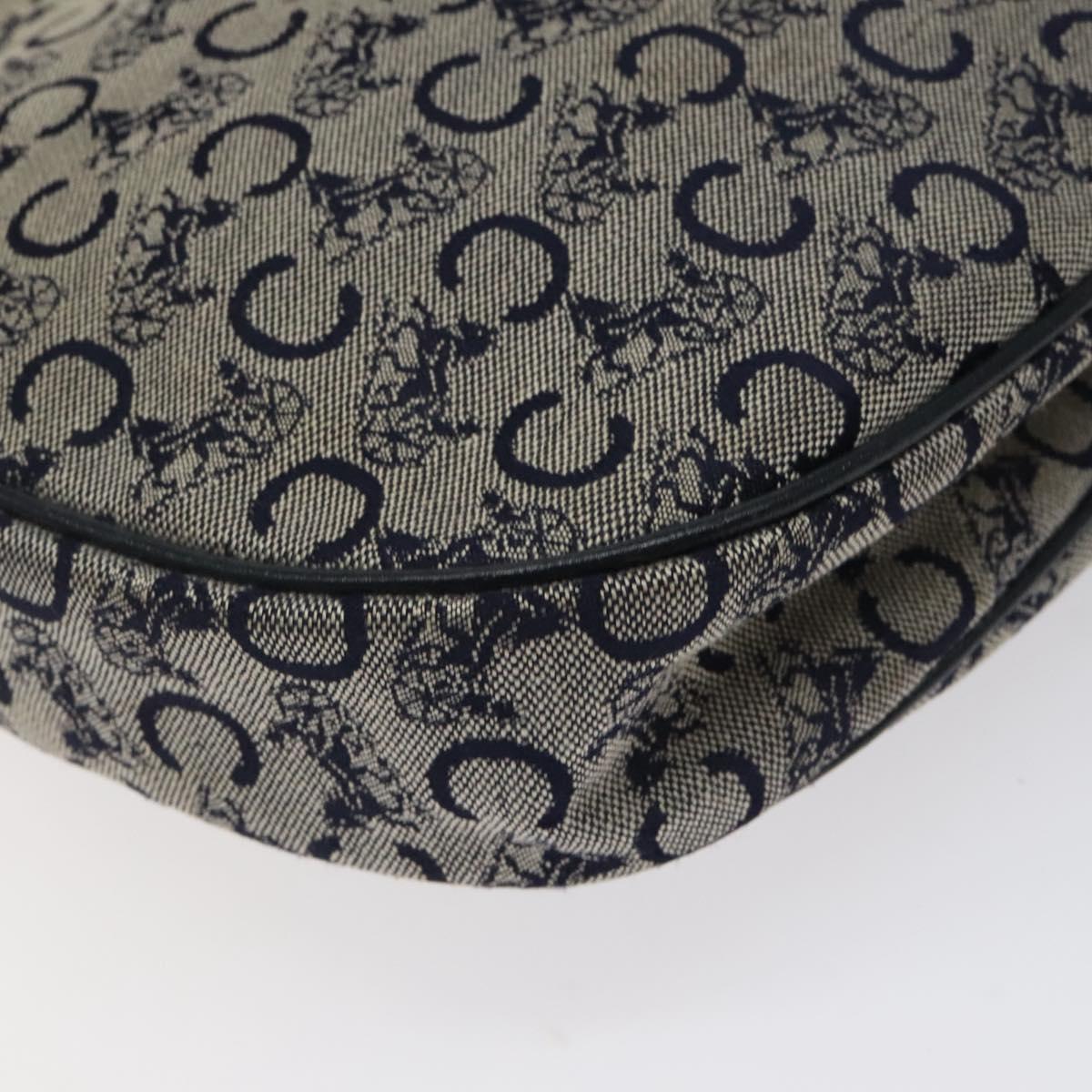 CELINE C Sulky Shoulder Bag Canvas Navy Gold Auth BA1890