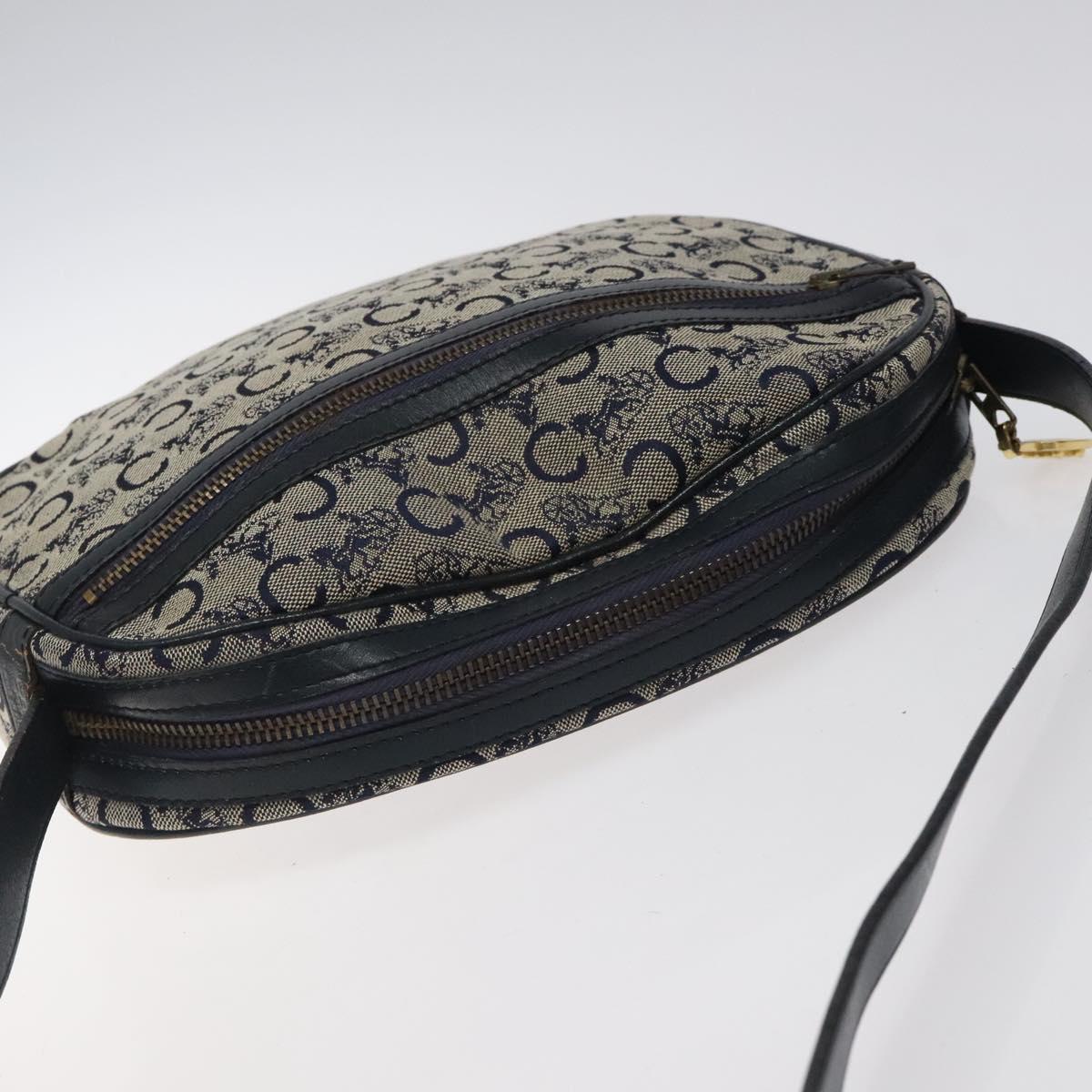 CELINE C Sulky Shoulder Bag Canvas Navy Gold Auth BA1890