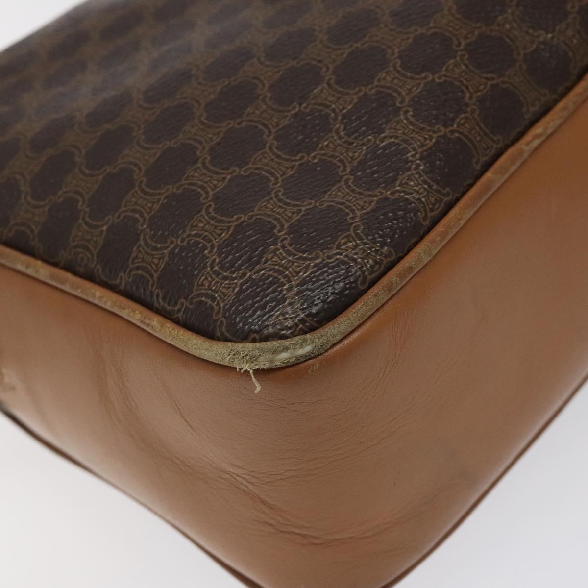 CELINE Macadam Canvas Shoulder Bag PVC Leather Brown Gold Auth BA1891