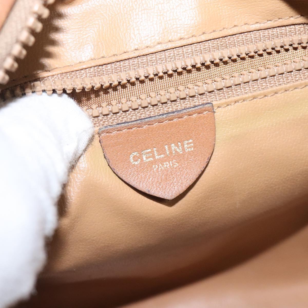 CELINE Macadam Canvas Shoulder Bag PVC Leather Brown Gold Auth BA1891