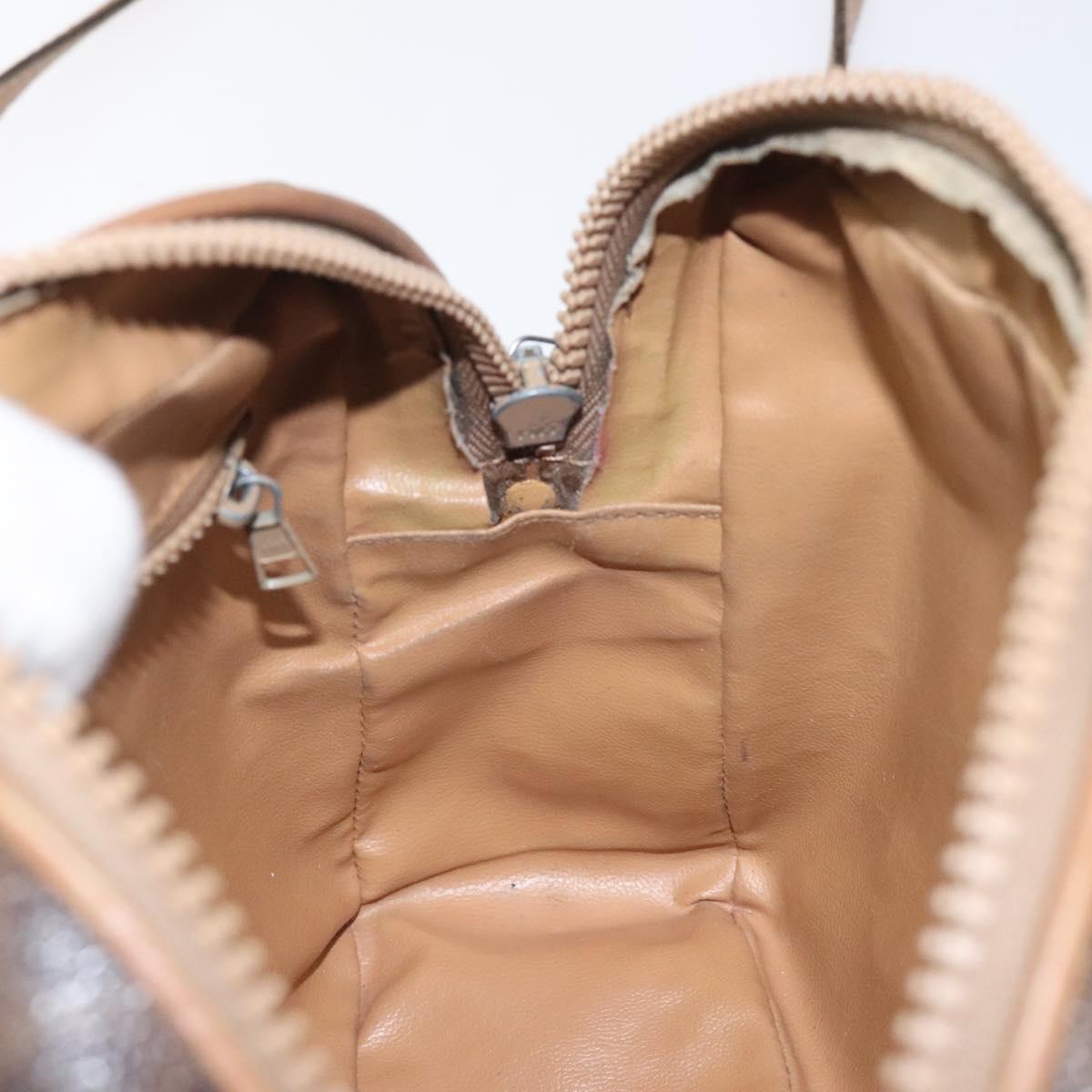 CELINE Macadam Canvas Shoulder Bag PVC Leather Brown Gold Auth BA1891