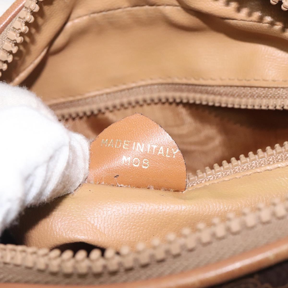 CELINE Macadam Canvas Shoulder Bag PVC Leather Brown Gold Auth BA1891