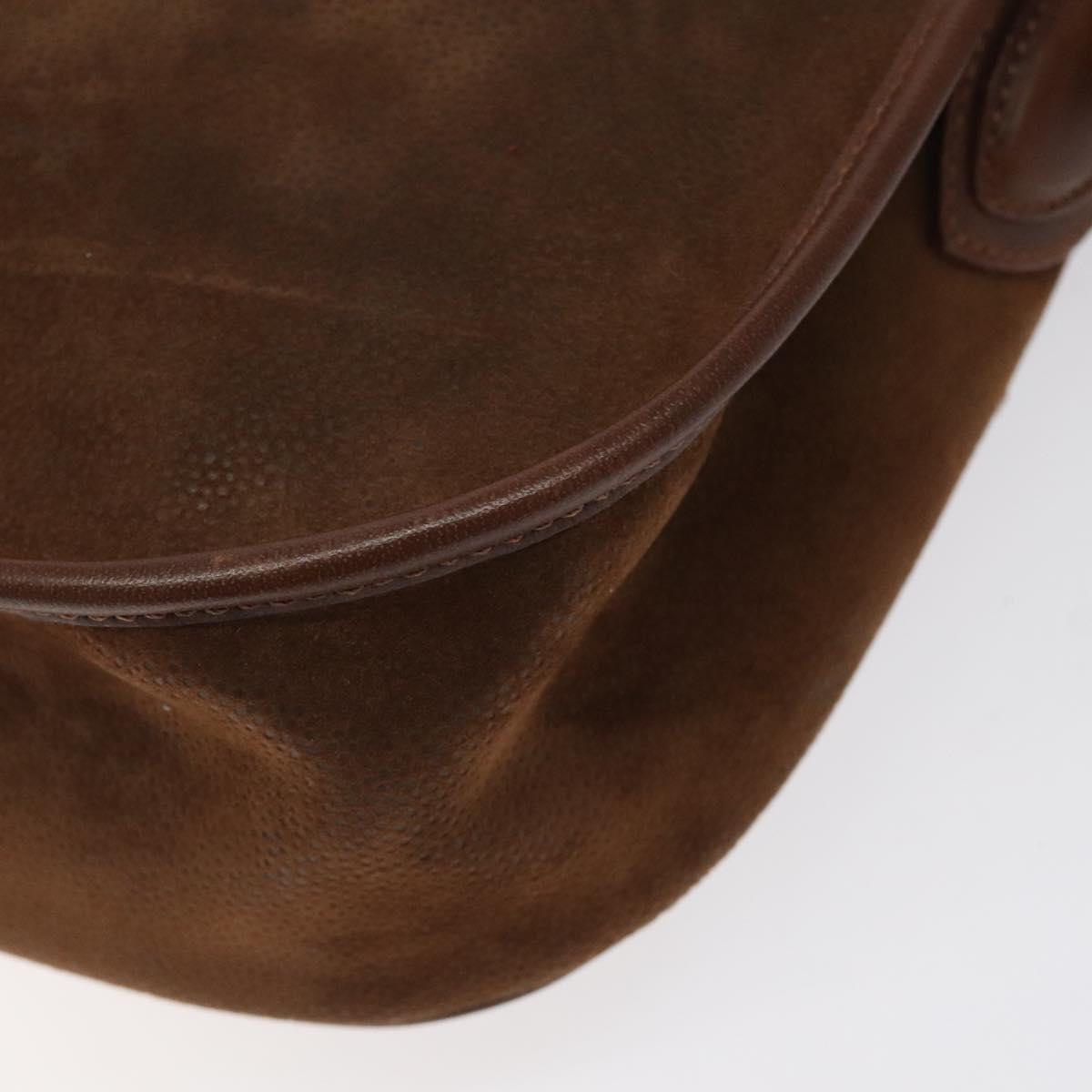 Burberrys Shoulder Bag Suede Brown Gold Auth BA1911