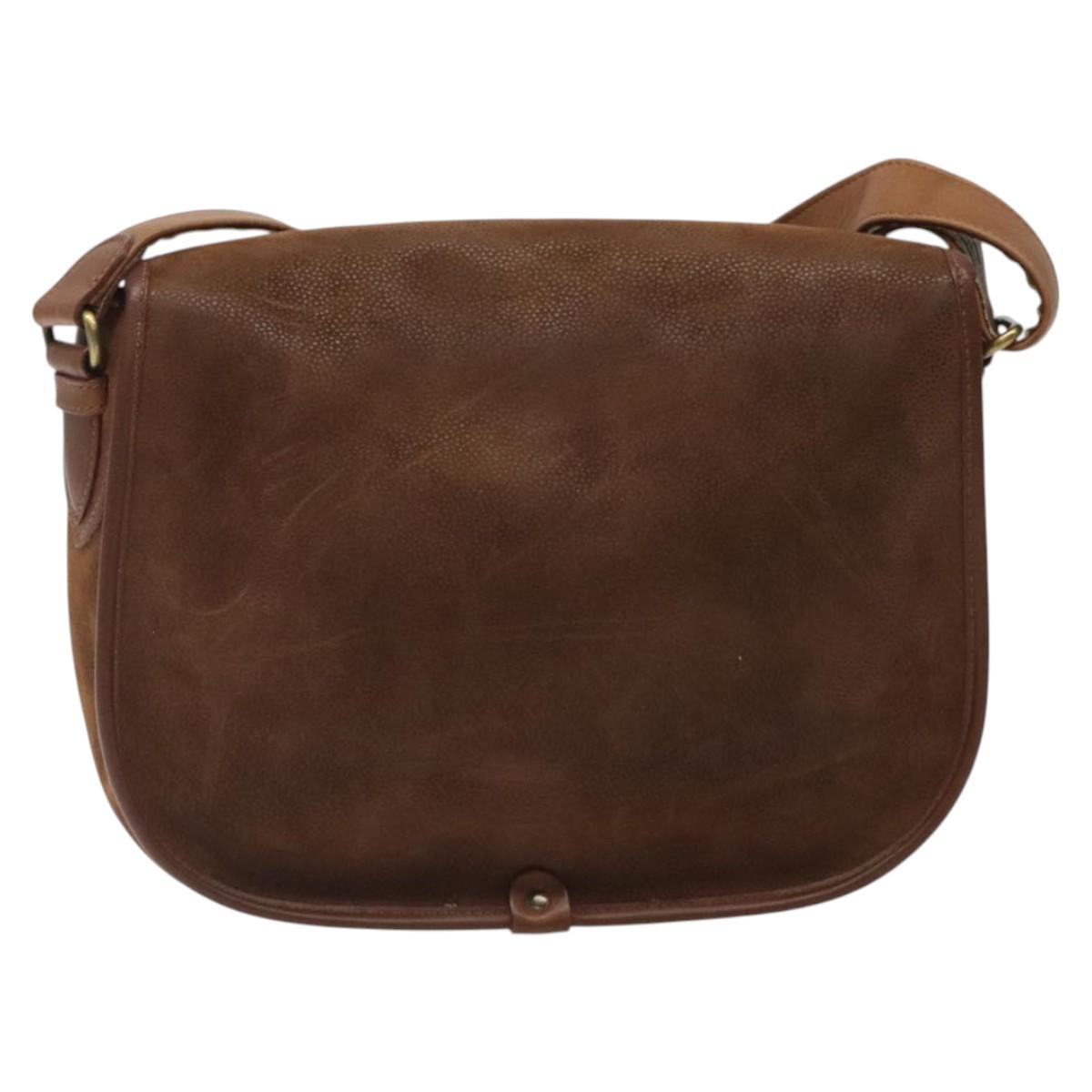 Burberrys Shoulder Bag Suede Brown Gold Auth BA1911