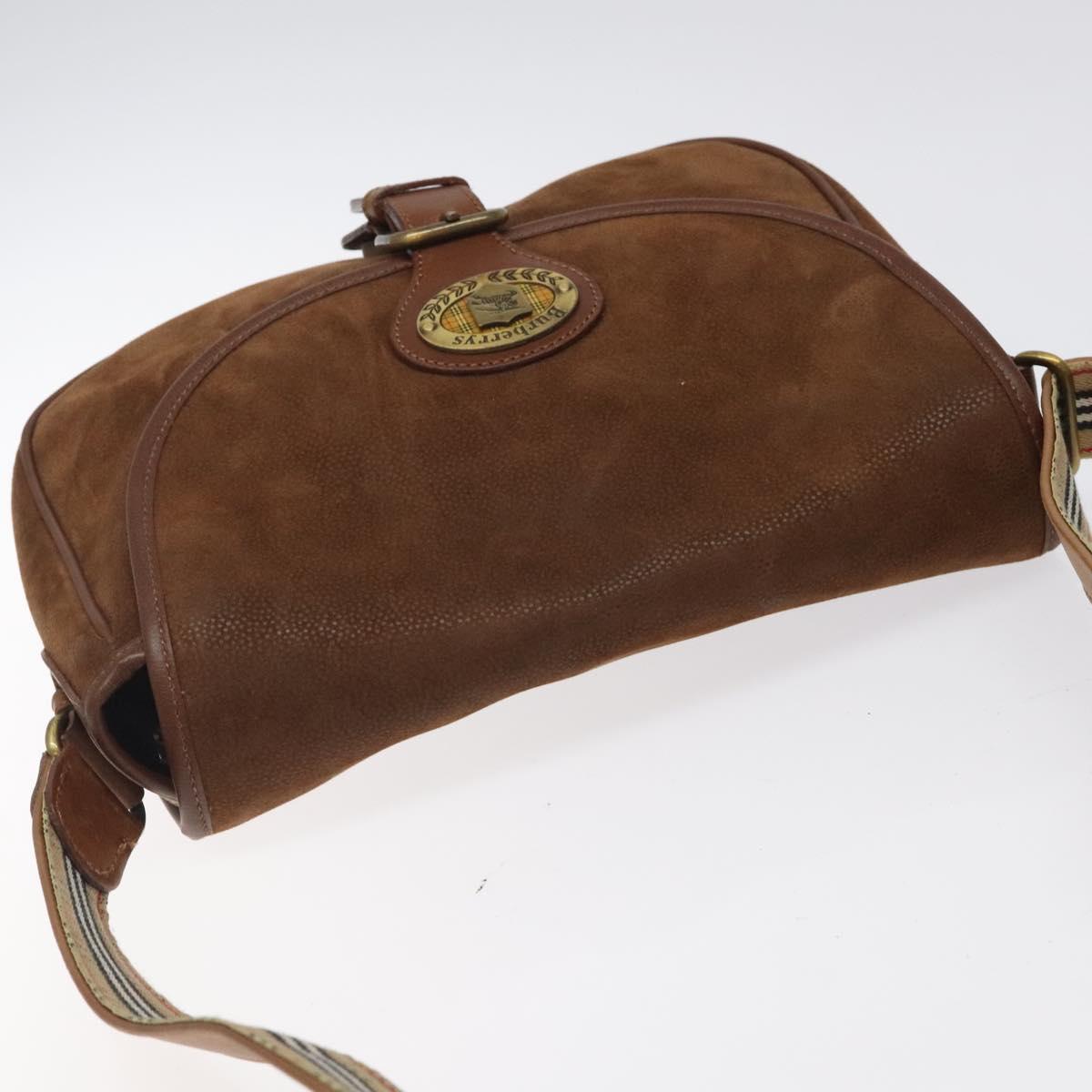 Burberrys Shoulder Bag Suede Brown Gold Auth BA1911