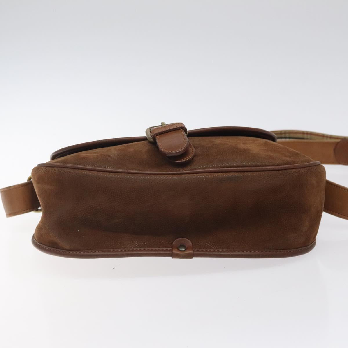Burberrys Shoulder Bag Suede Brown Gold Auth BA1911