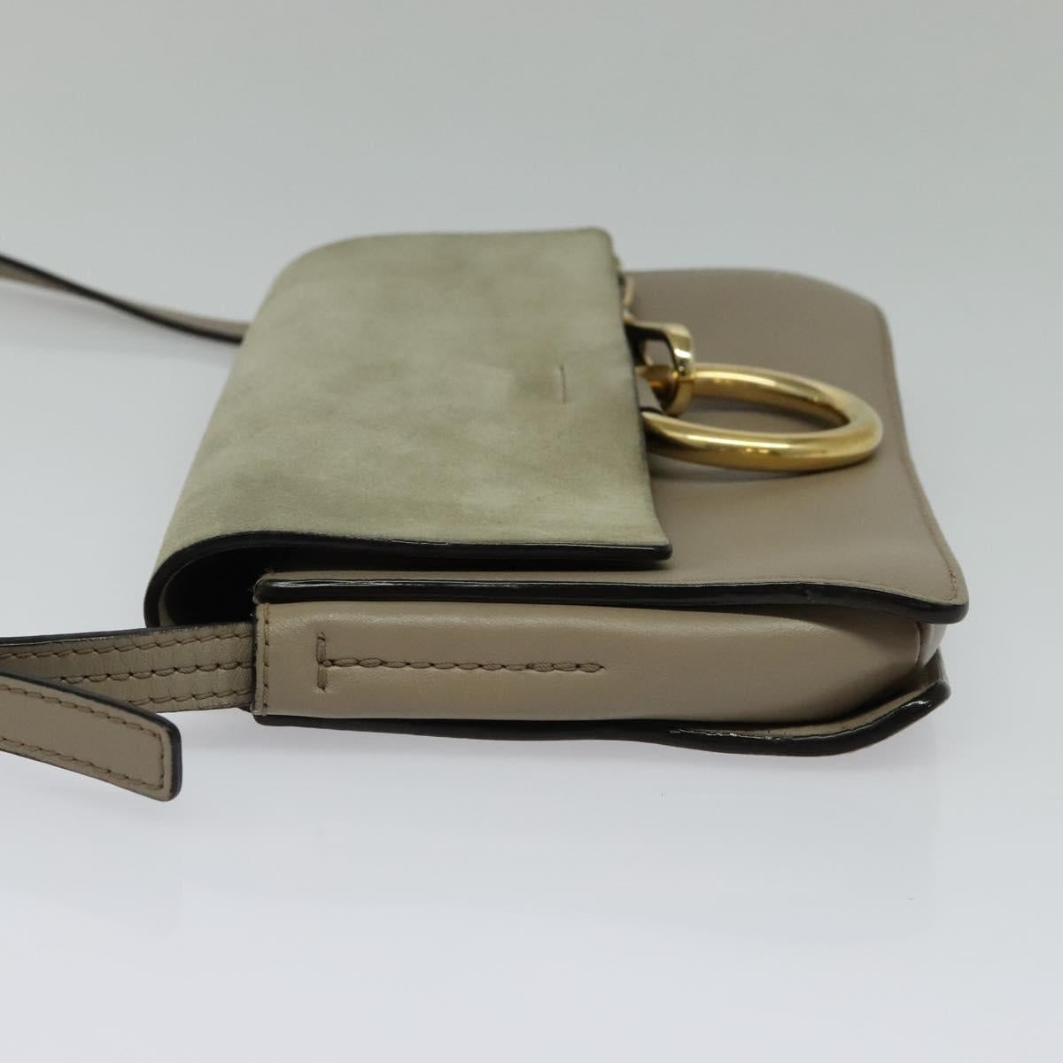 Chloe Fay Shoulder Bag Suede Leather Gray Gold Auth BA1915