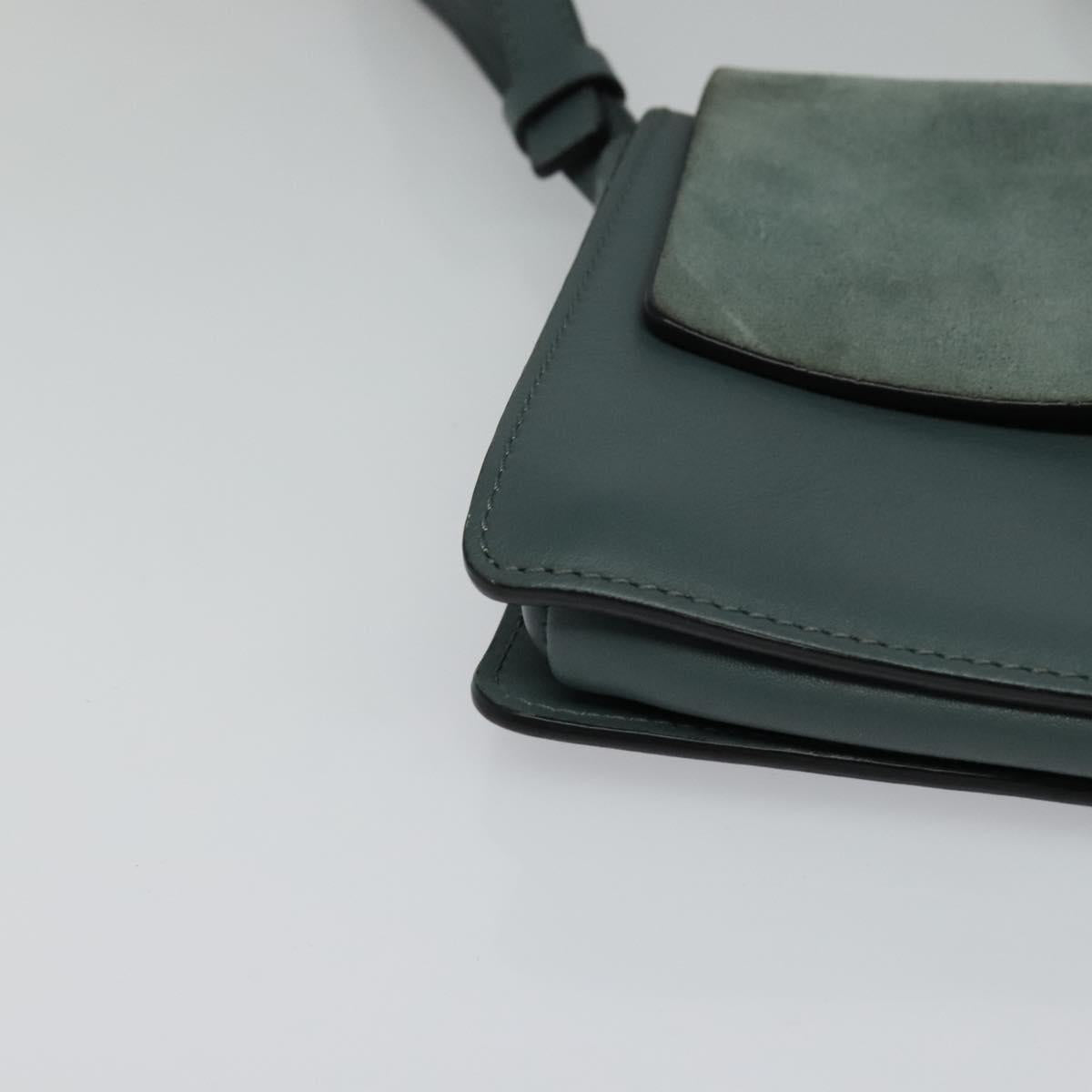 Chloe Fay Shoulder Bag Suede Leather Blue Gold Auth BA1916