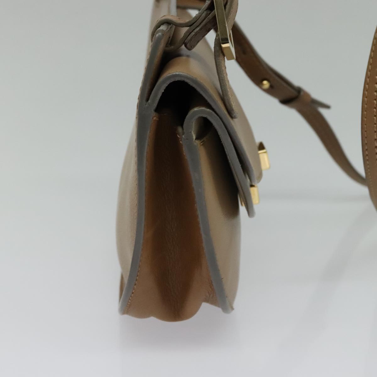 Chloe Georgia Shoulder Bag Leather Beige Gold Auth BA1917