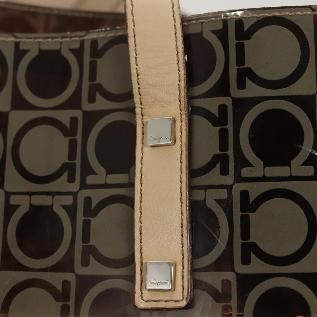 Salvatore Ferragamo Tote Bag Vinyl Brown Auth BA1920