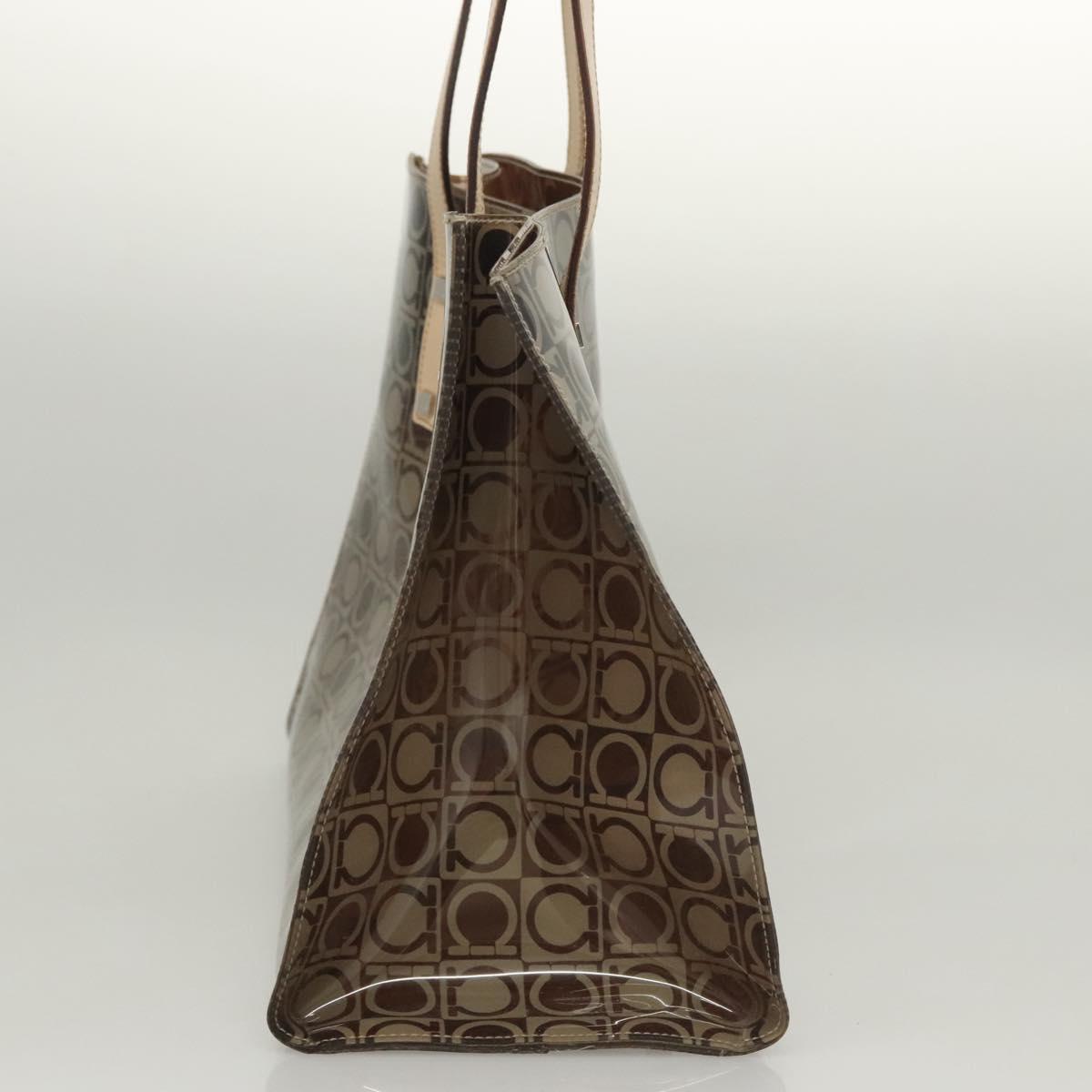 Salvatore Ferragamo Tote Bag Vinyl Brown Auth BA1920