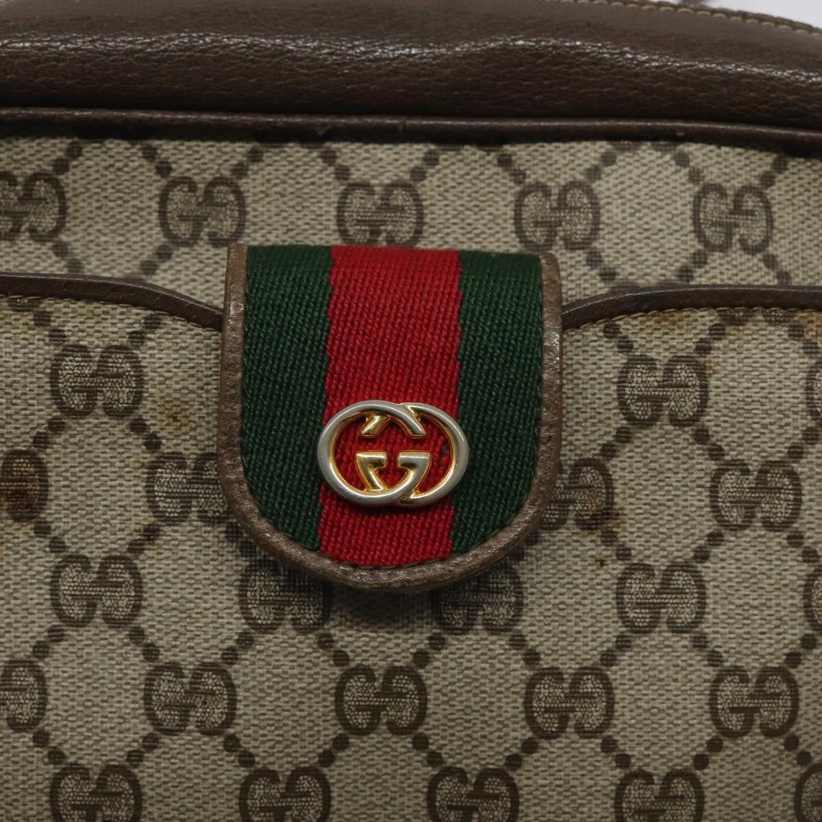 GUCCI GG Supreme Web Sherry Line Shoulder Bag PVC Beige Gold Red Auth BA1924