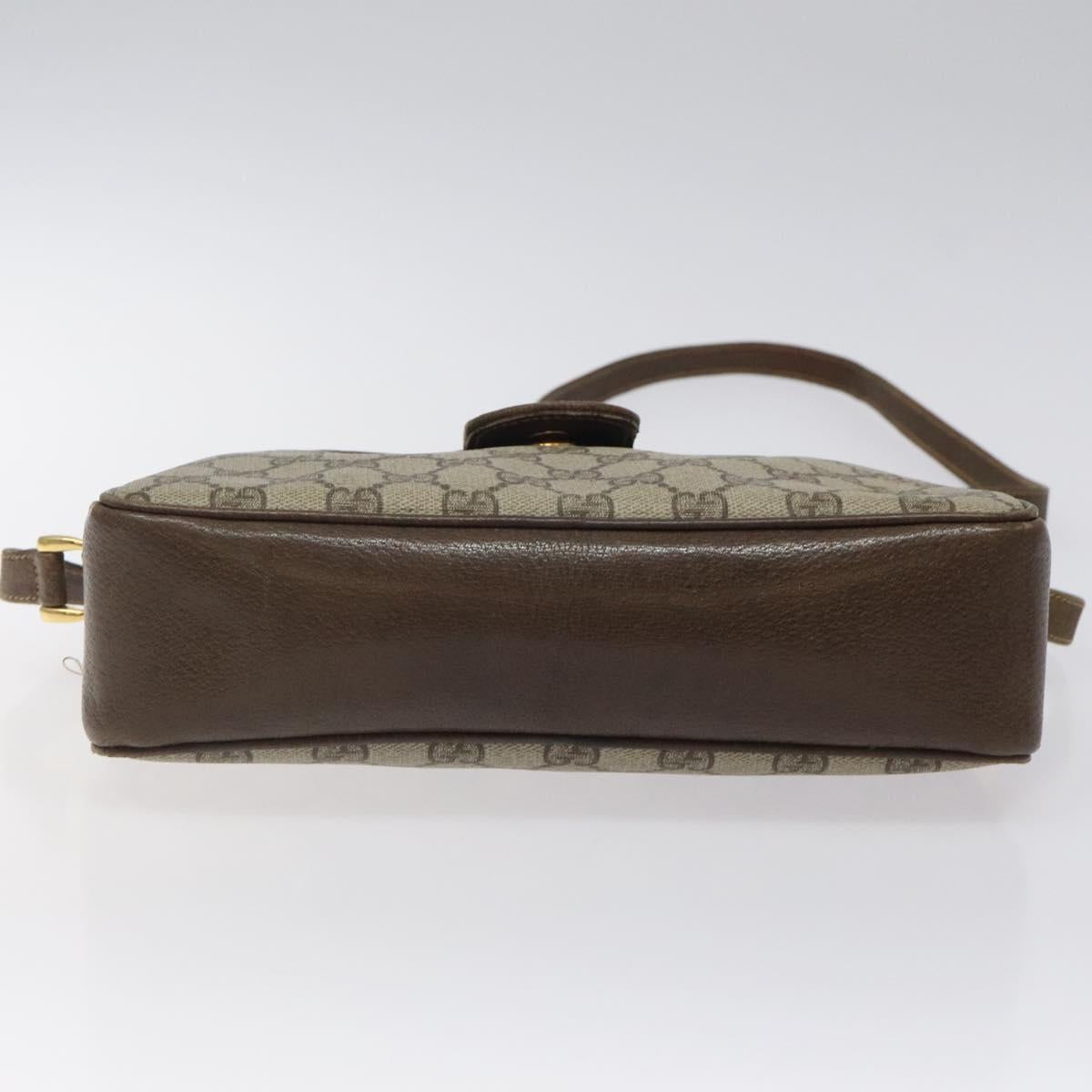 GUCCI GG Supreme Web Sherry Line Shoulder Bag PVC Beige Gold Red Auth BA1924