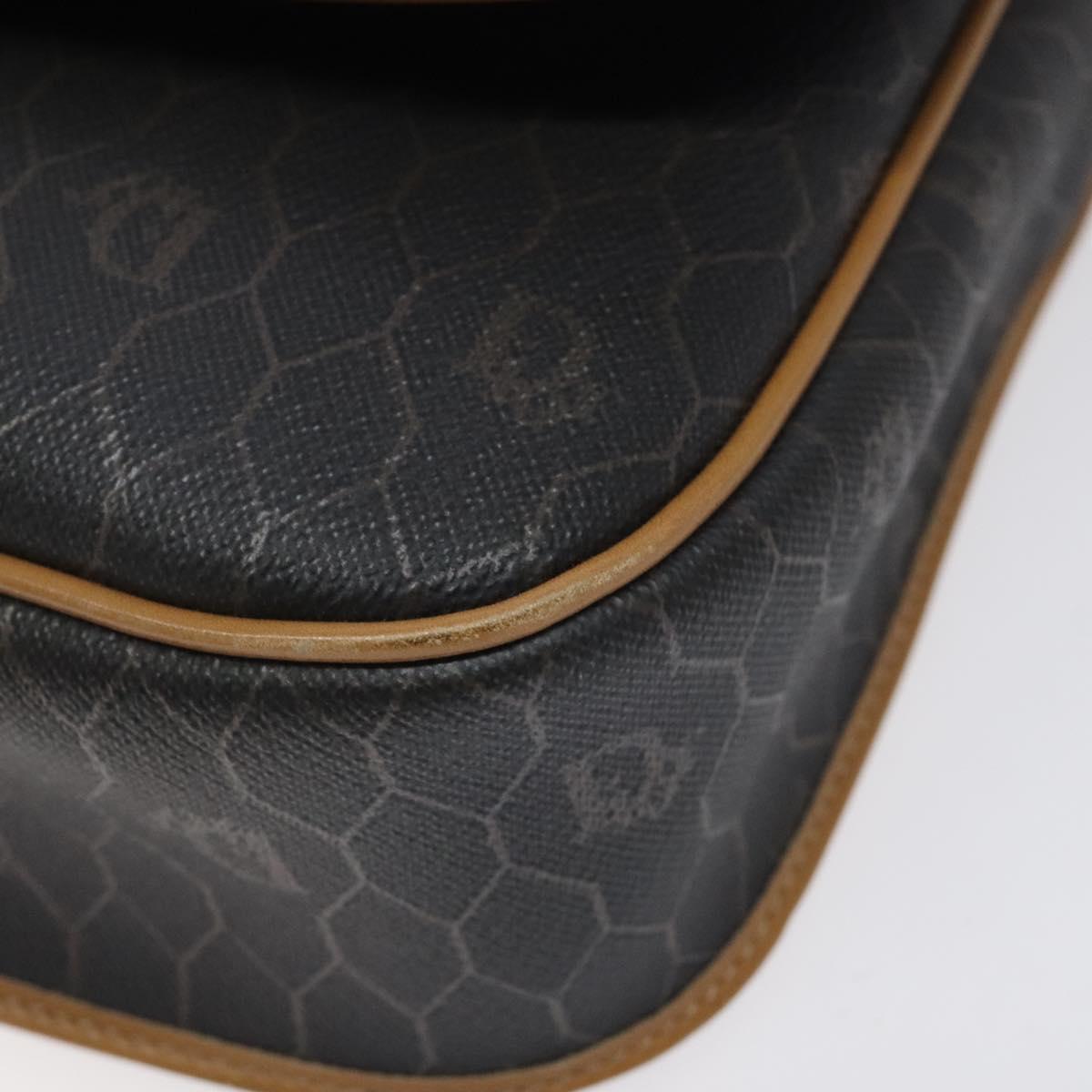 Christian Dior Honeycomb Canvas Shoulder Bag PVC Brown Gold Auth BA1926