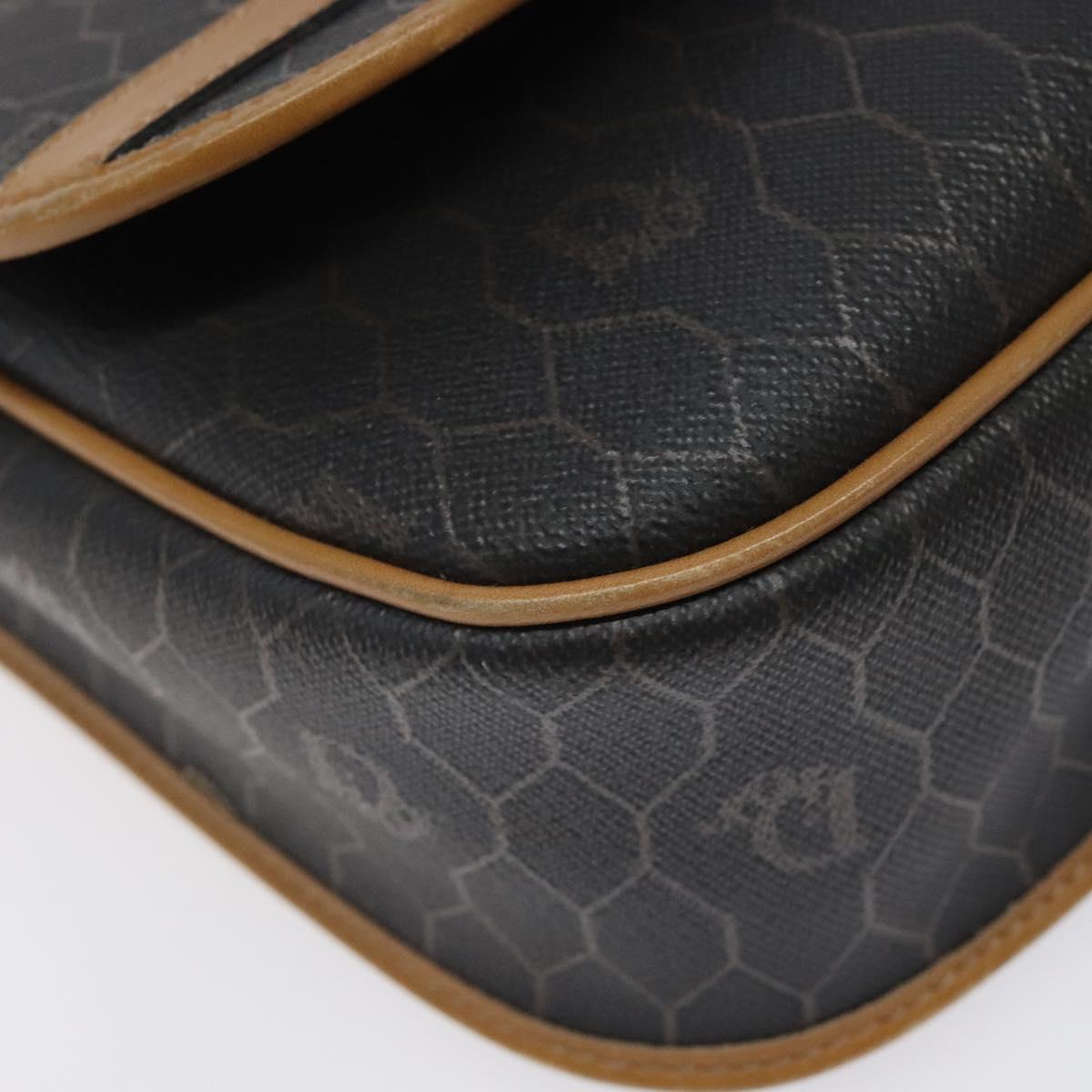Christian Dior Honeycomb Canvas Shoulder Bag PVC Brown Gold Auth BA1926