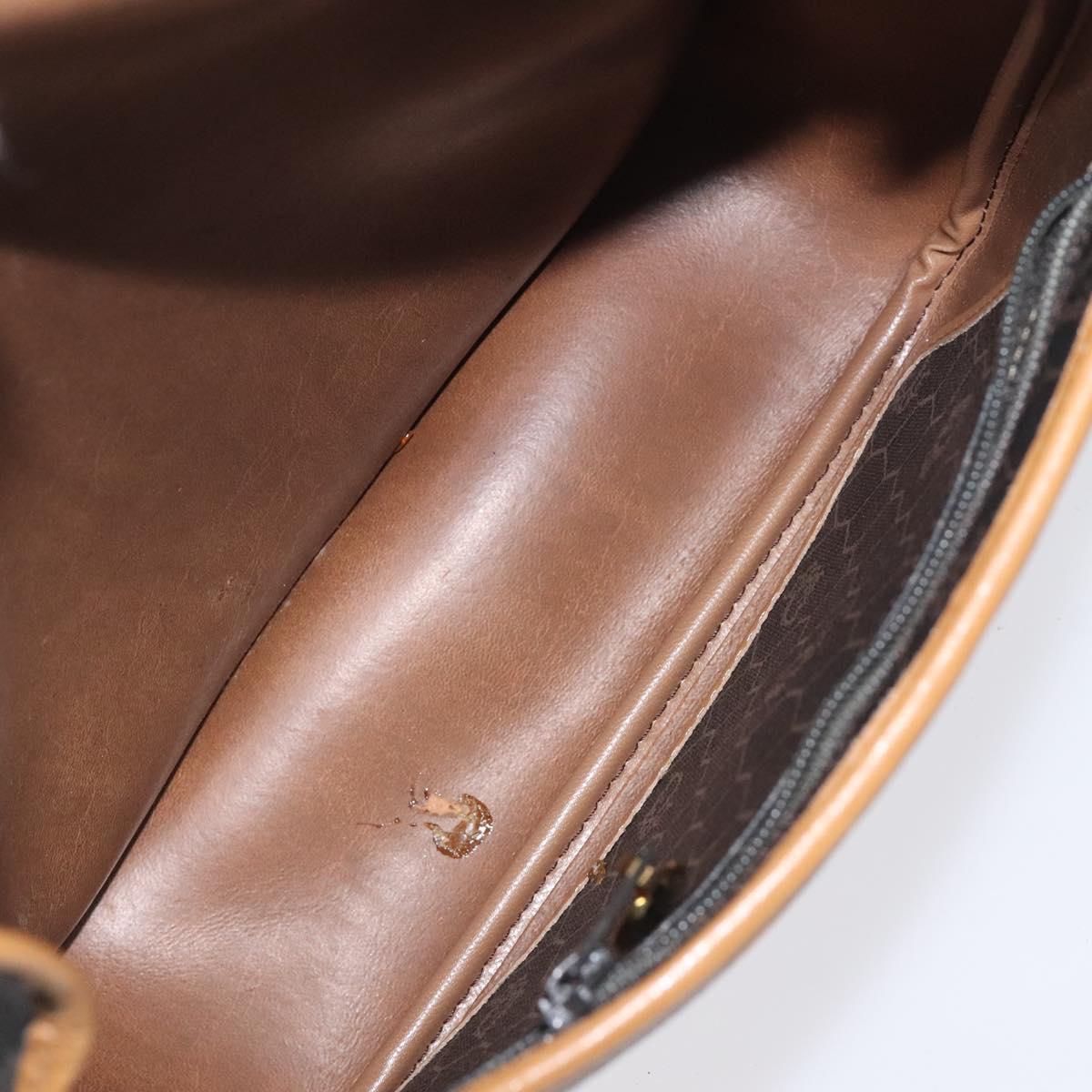 Christian Dior Honeycomb Canvas Shoulder Bag PVC Brown Gold Auth BA1926