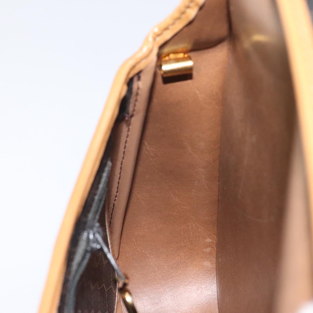 Christian Dior Honeycomb Canvas Shoulder Bag PVC Brown Gold Auth BA1926