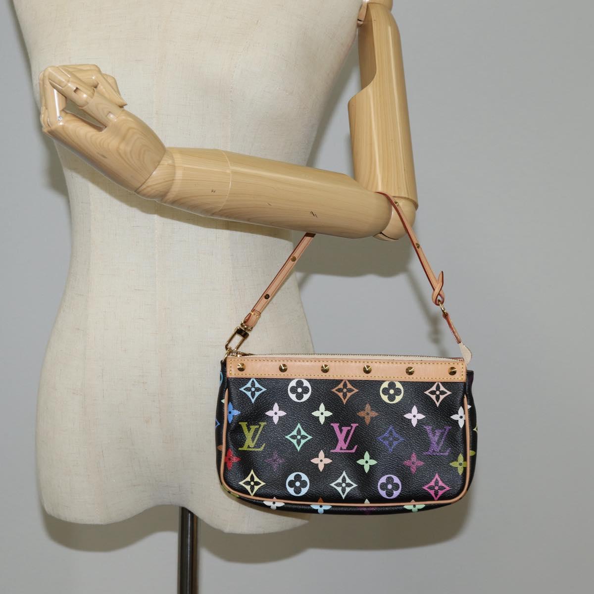 LOUIS VUITTON Monogram Multicolor Pochette Accessoires Black M92648 Auth BA1927V