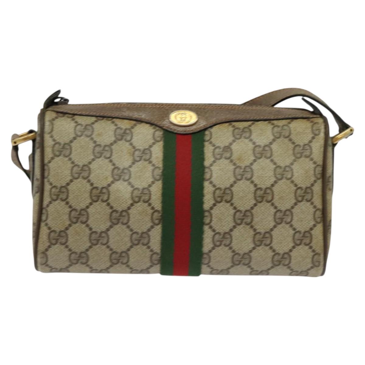 GUCCI GG Supreme Web Sherry Line Shoulder Bag PVC Beige 89 02 018 Auth BA1933