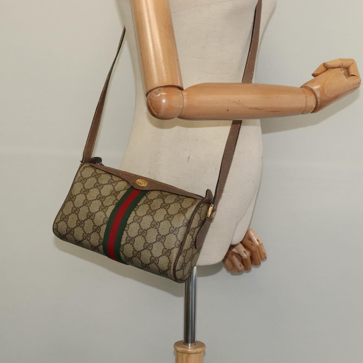 GUCCI GG Supreme Web Sherry Line Shoulder Bag PVC Beige 89 02 018 Auth BA1933