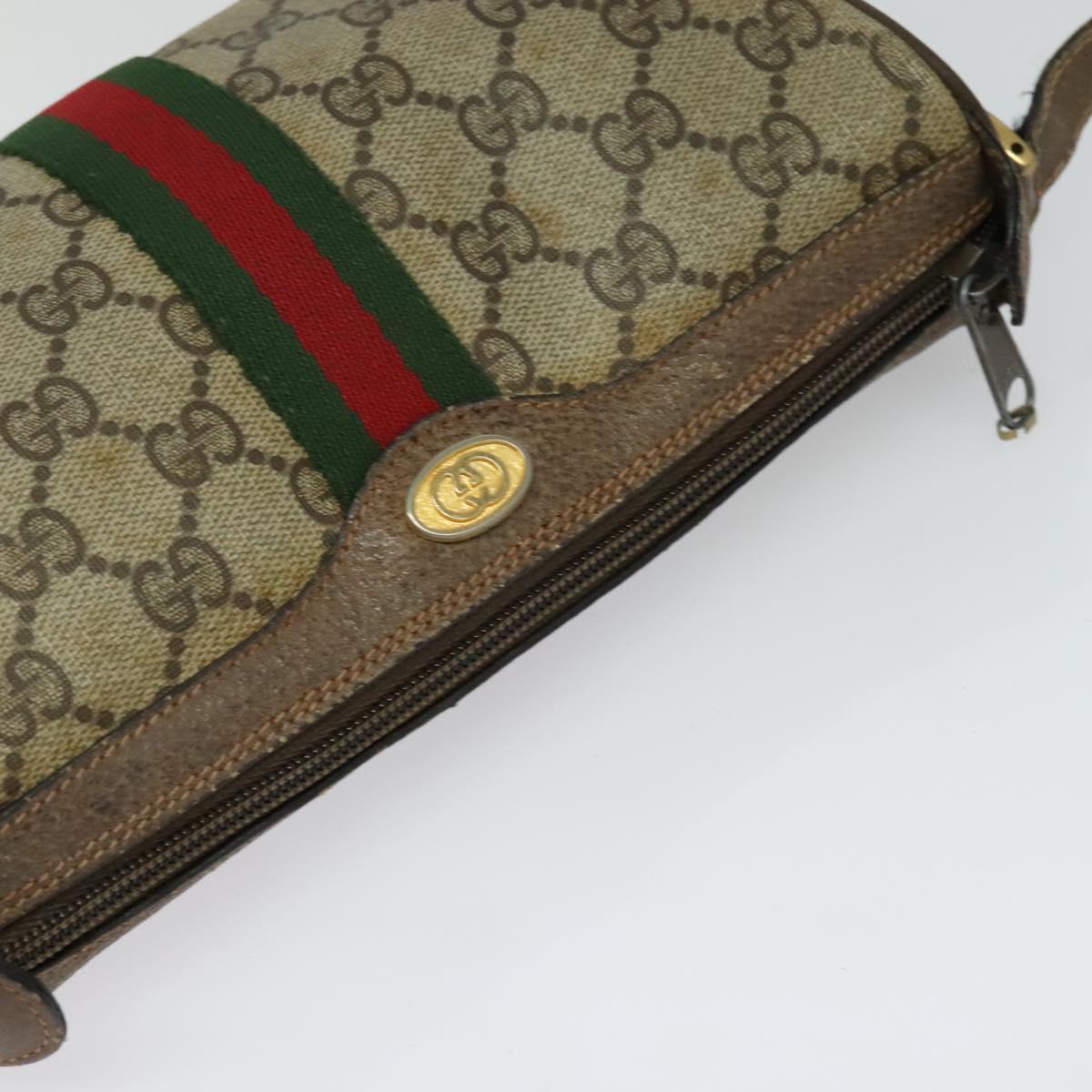 GUCCI GG Supreme Web Sherry Line Shoulder Bag PVC Beige 89 02 018 Auth BA1933