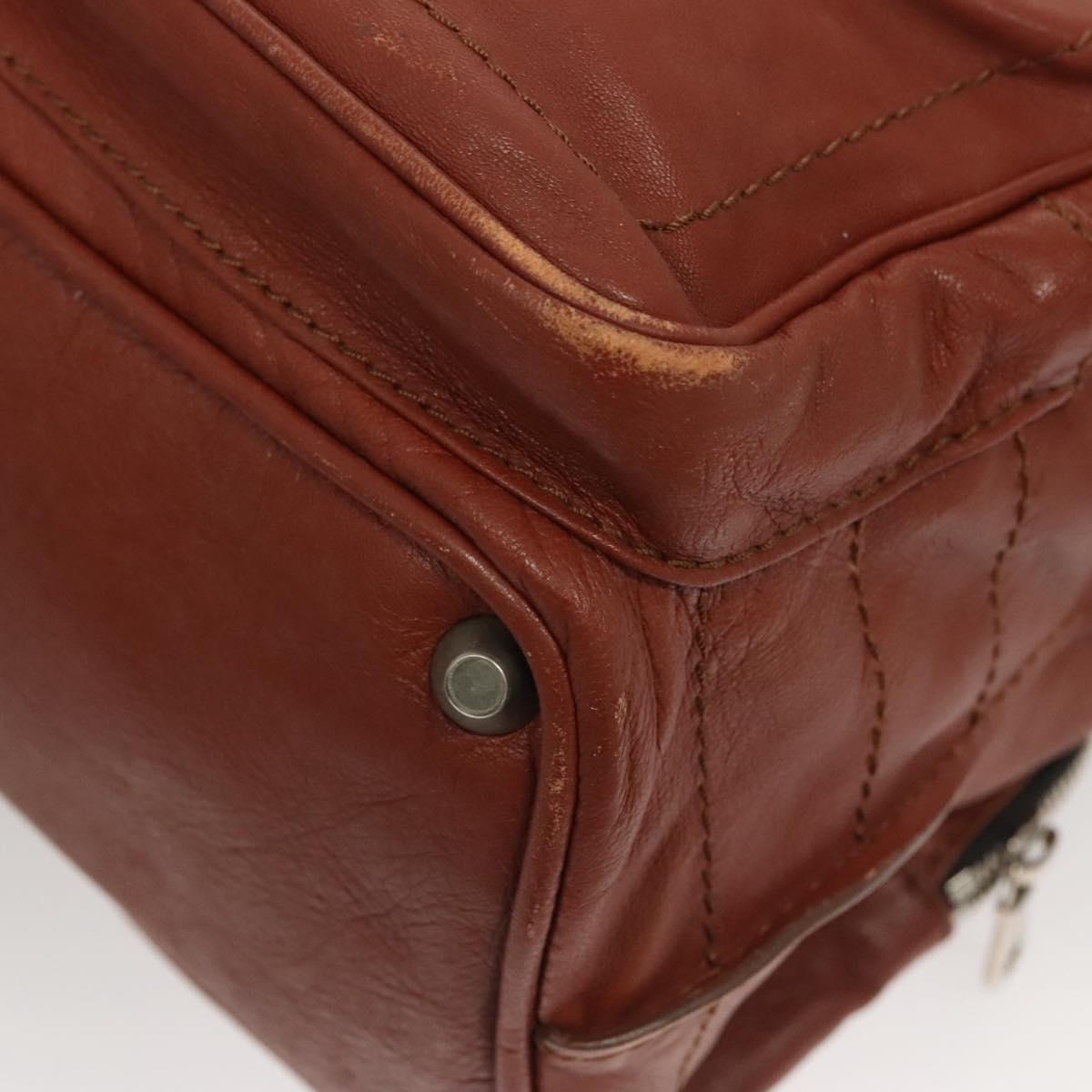 Chloe Betty Hand Bag Leather Brown Silver gold Auth BA1940