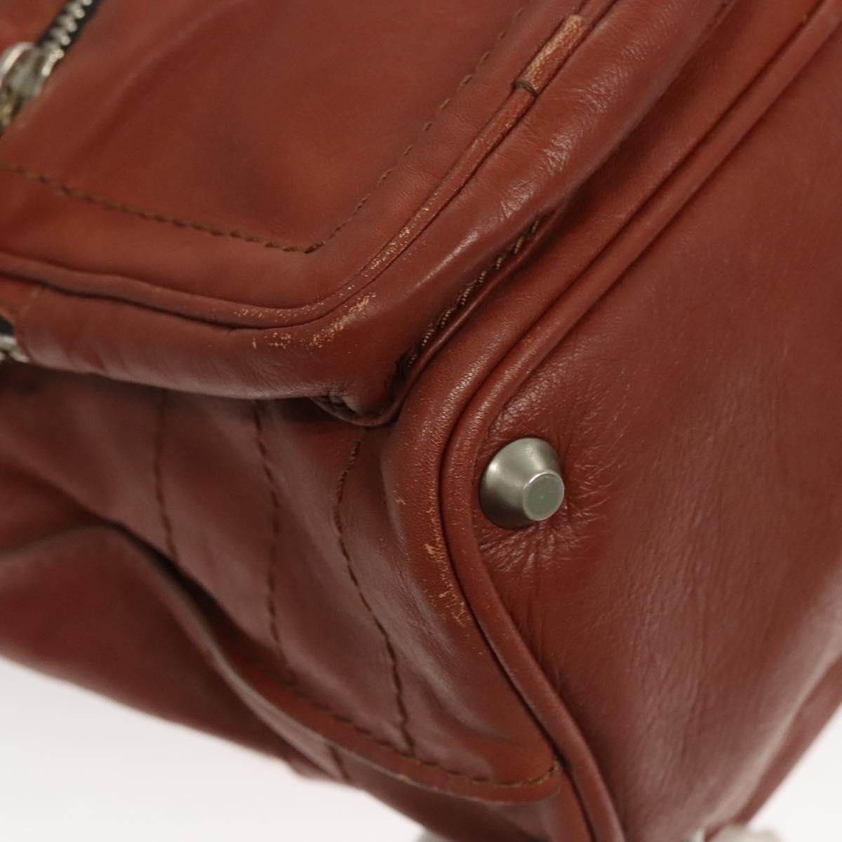 Chloe Betty Hand Bag Leather Brown Silver gold Auth BA1940