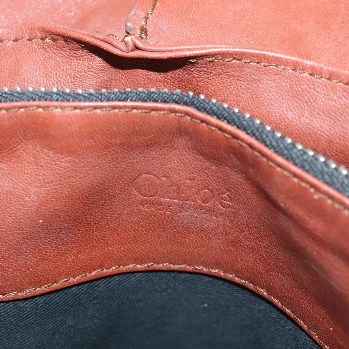 Chloe Betty Hand Bag Leather Brown Silver gold Auth BA1940