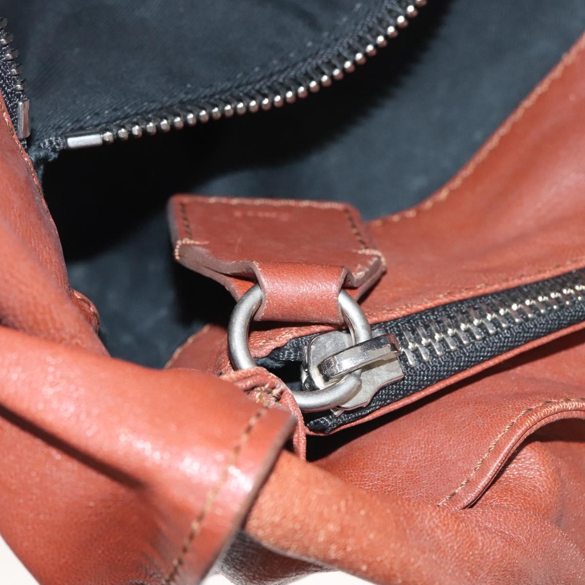 Chloe Betty Hand Bag Leather Brown Silver gold Auth BA1940